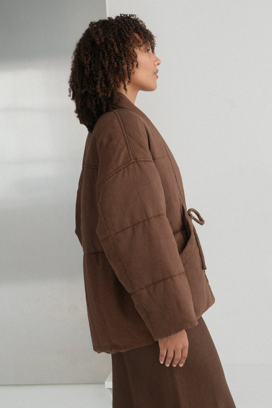 Aster Chocolate Linen Coat