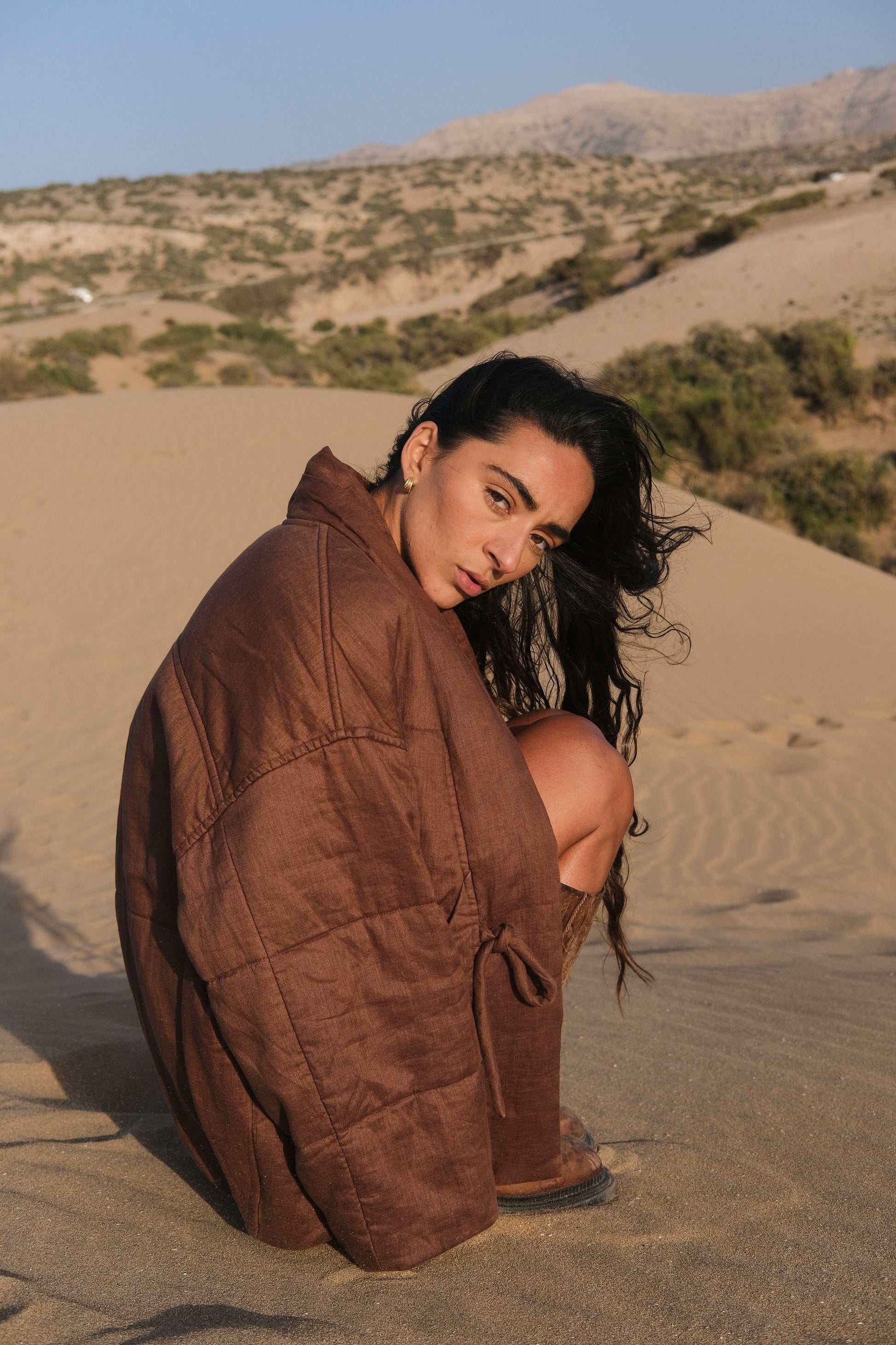 Aster Chocolate Linen Coat
