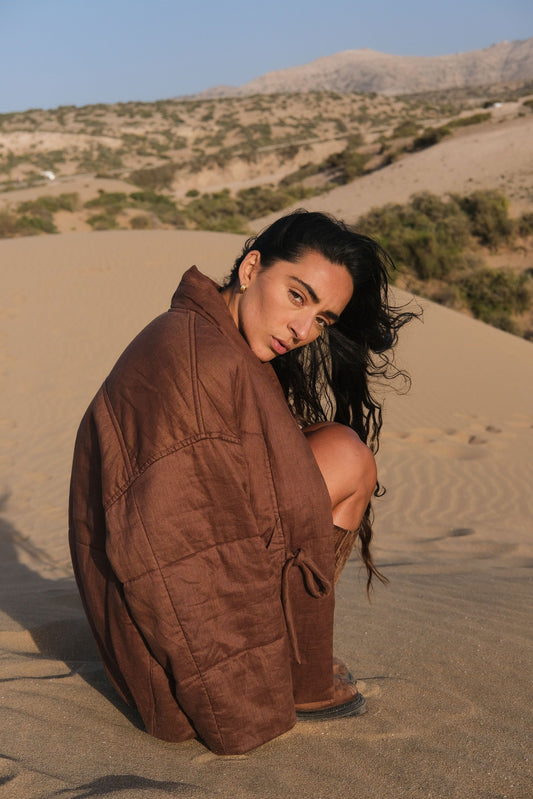 Aster Chocolate Linen Coat