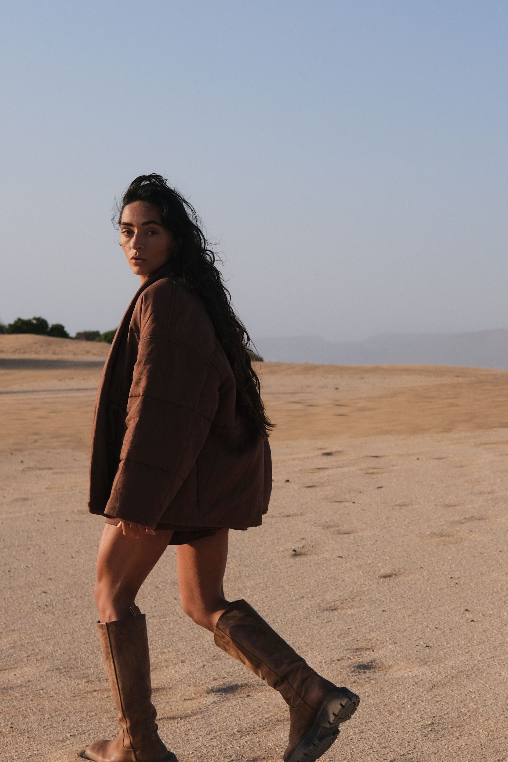 Aster Chocolate Linen Coat