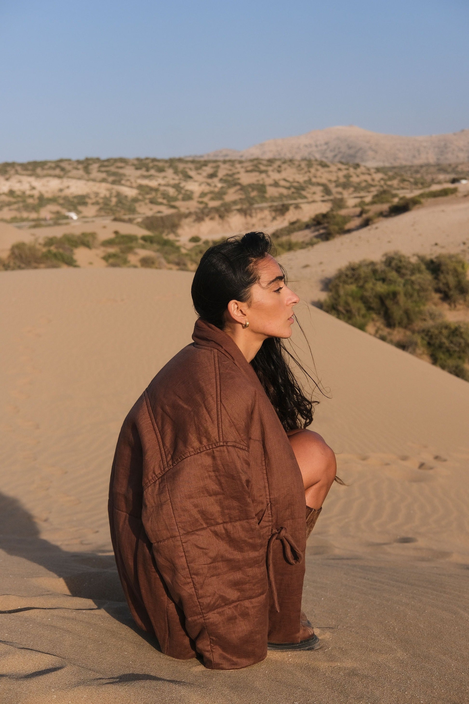 Aster Chocolate Linen Coat