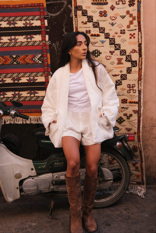 Aster Ivory Linen Coat