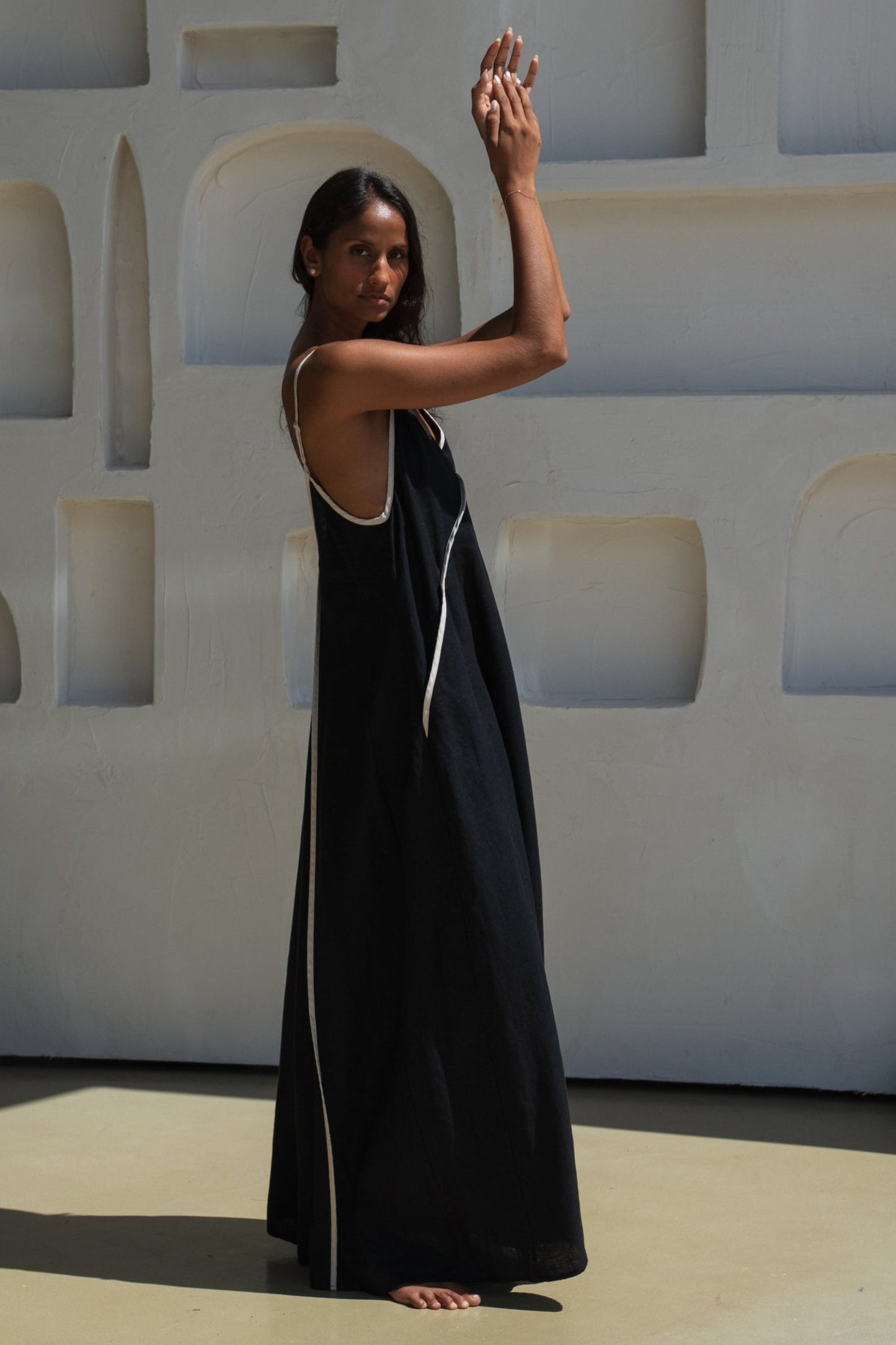 Azalea Black Linen Dress