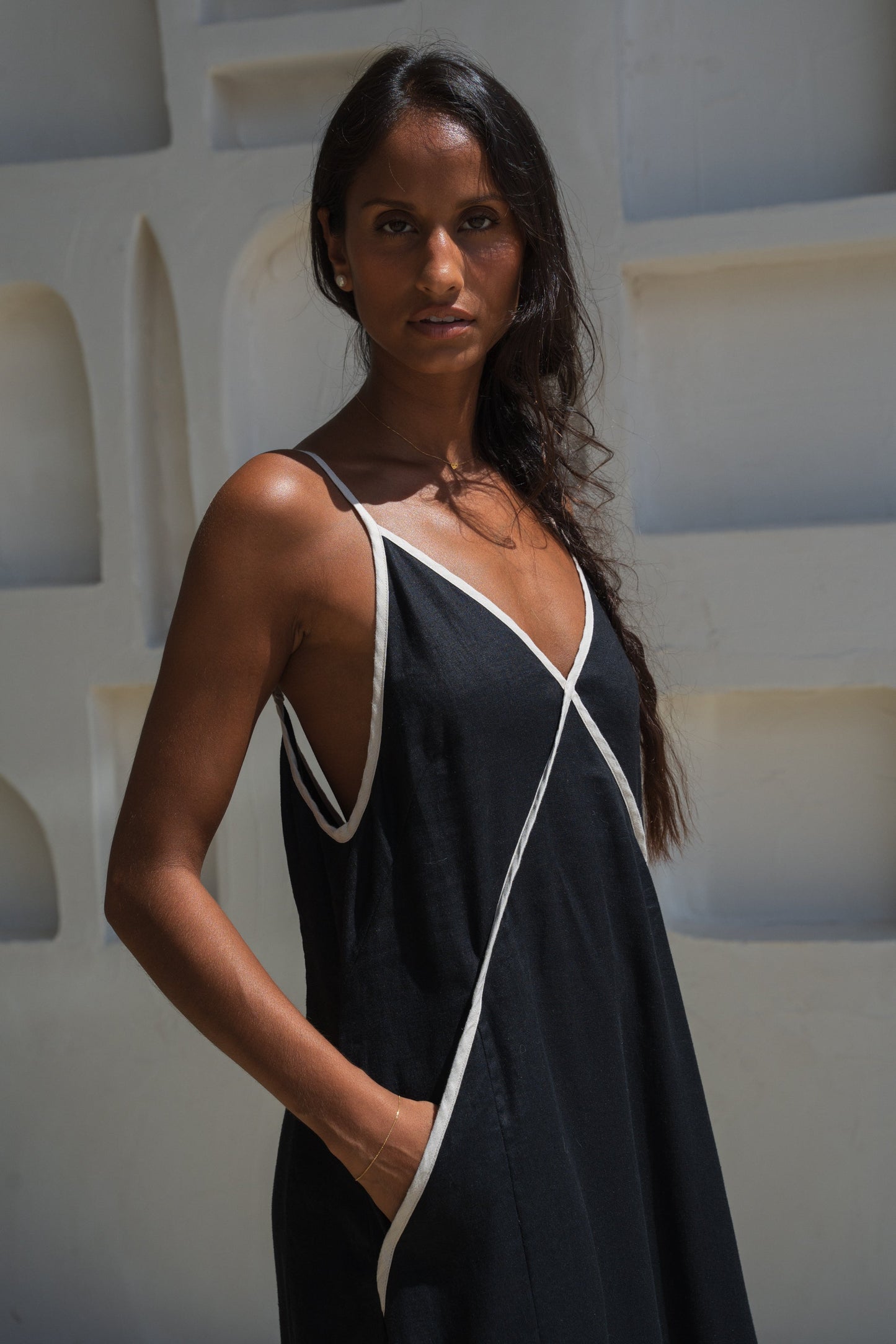 Azalea Black Linen Dress