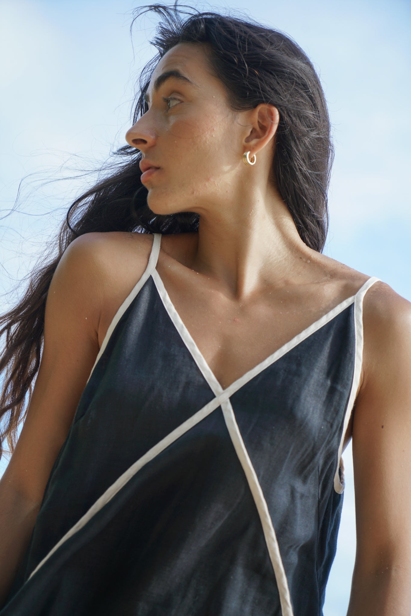 Azalea Black Linen Dress