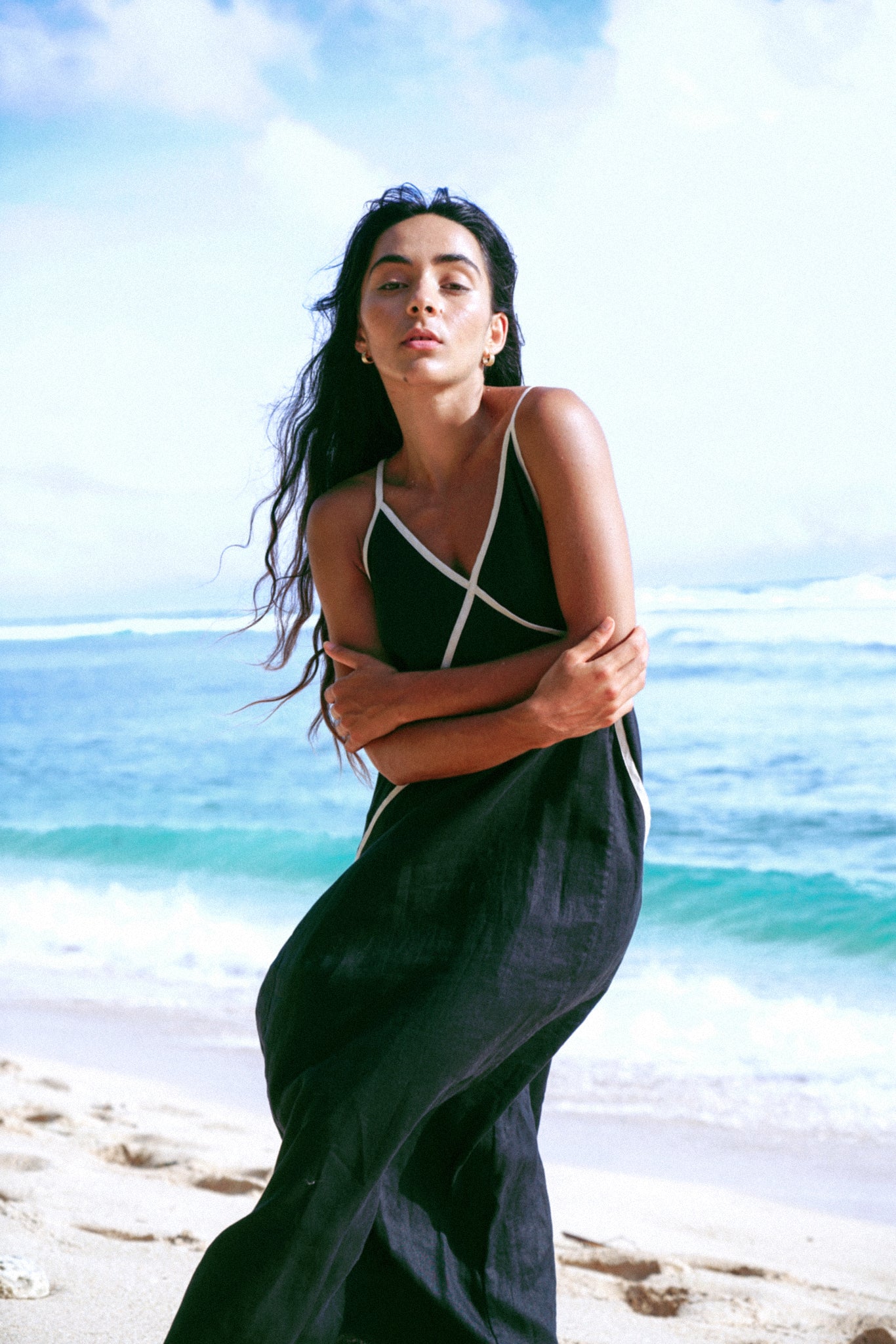 Azalea Black Linen Dress