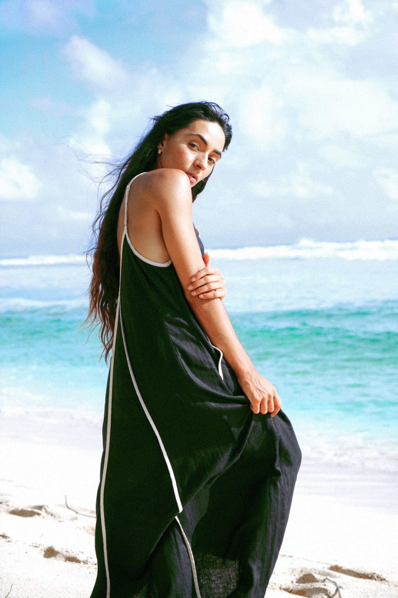 Azalea Black Linen Dress