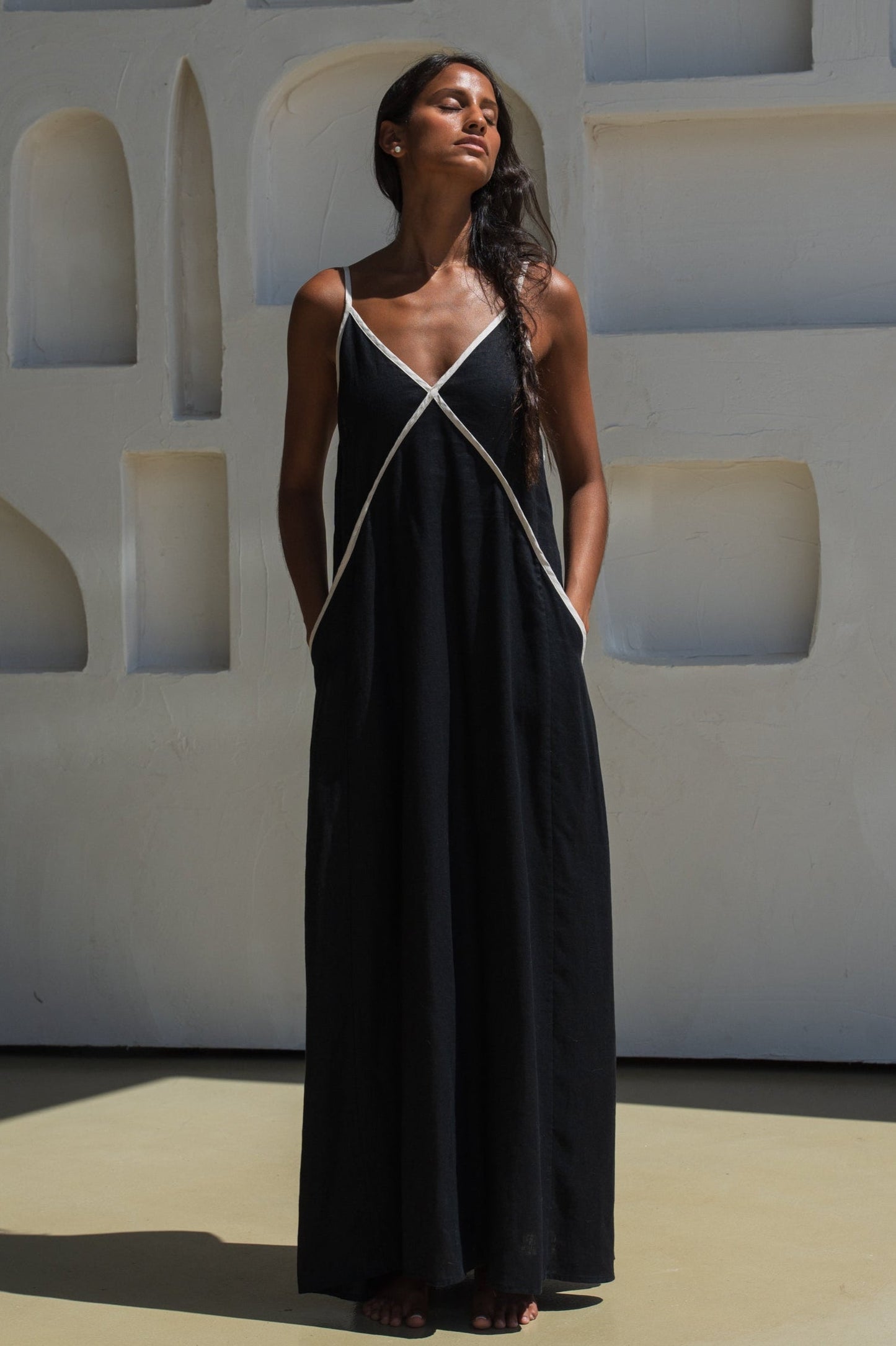 Azalea Black Linen Dress