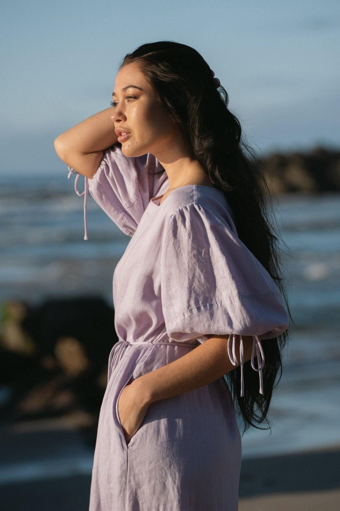 Charlotte Lilac Linen Dress