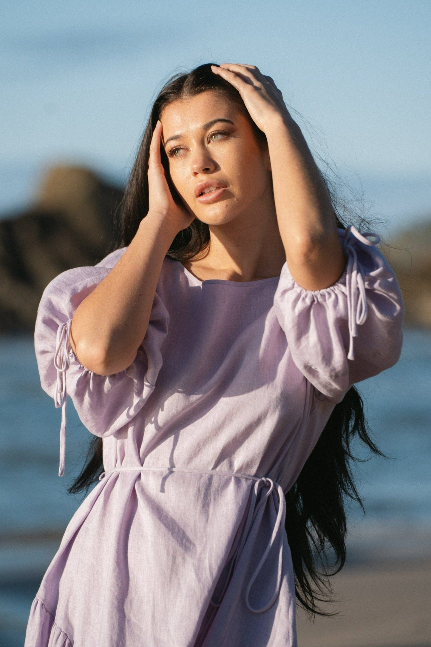 Charlotte Lilac Linen Dress