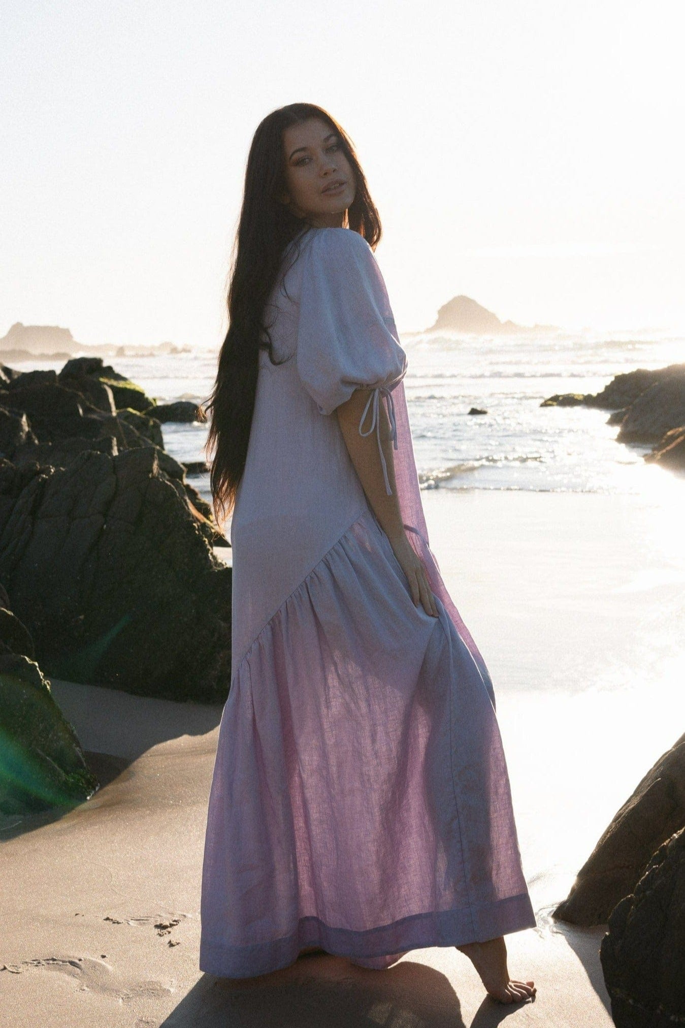 Charlotte Lilac Linen Dress