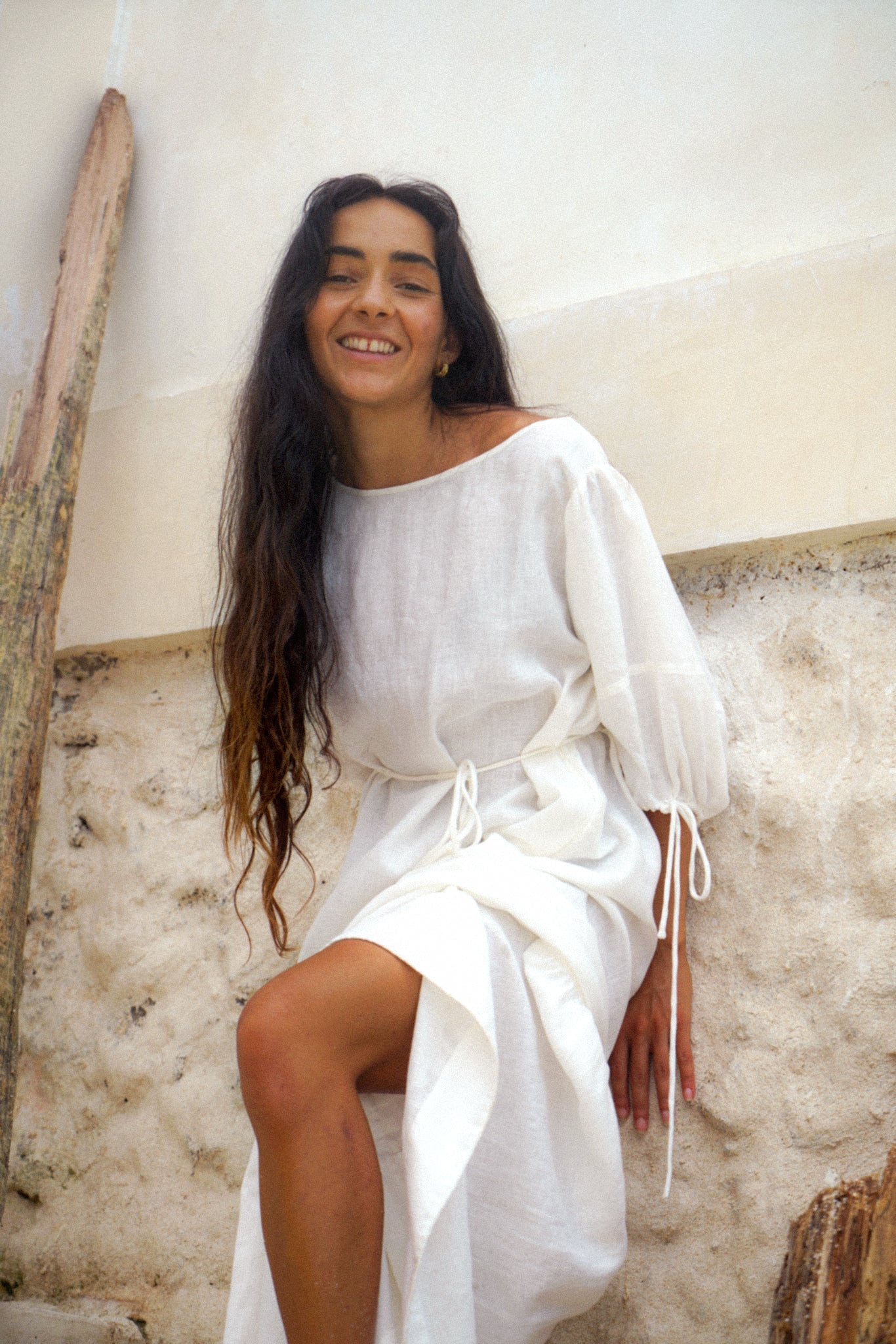 Charlotte Ivory Linen Dress
