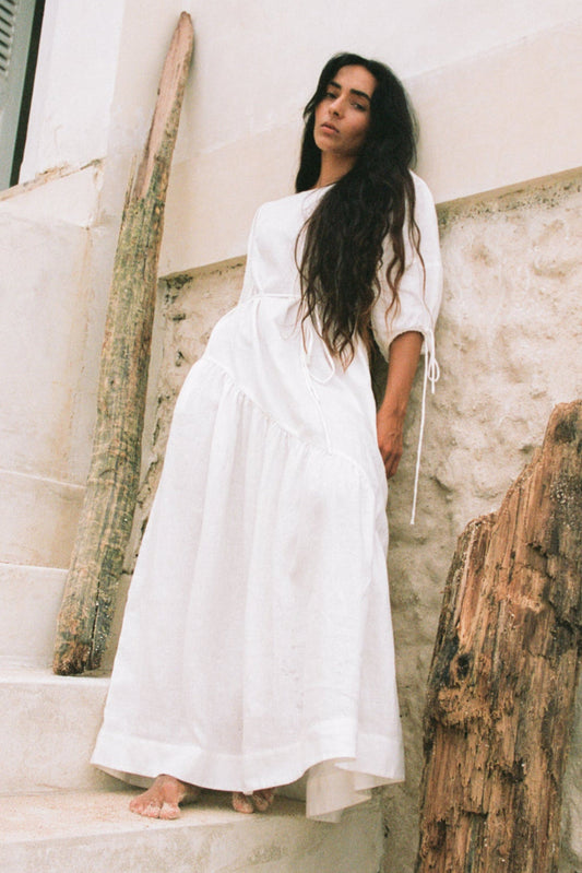 Charlotte Ivory Linen Dress