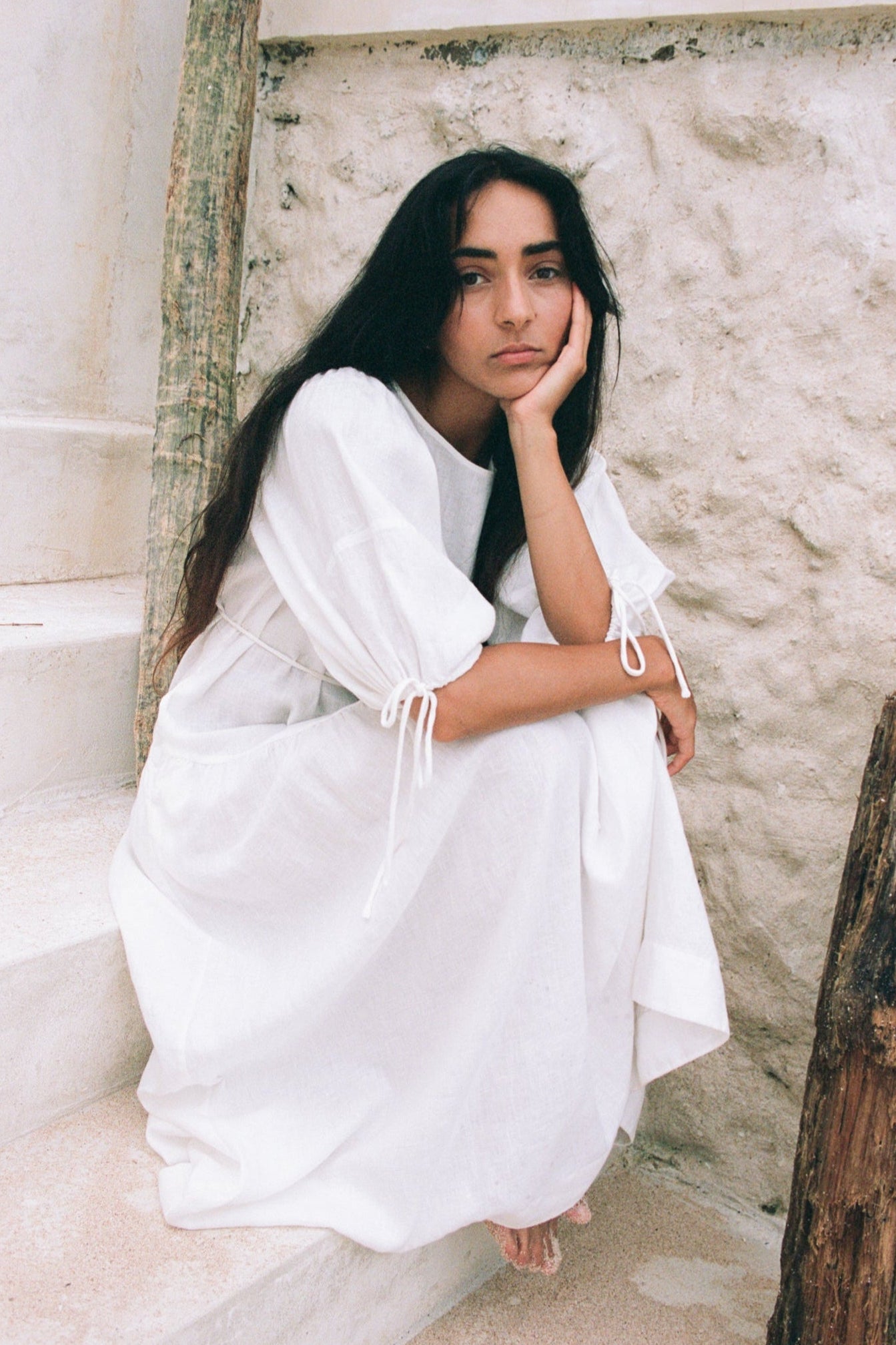 Charlotte Ivory Linen Dress