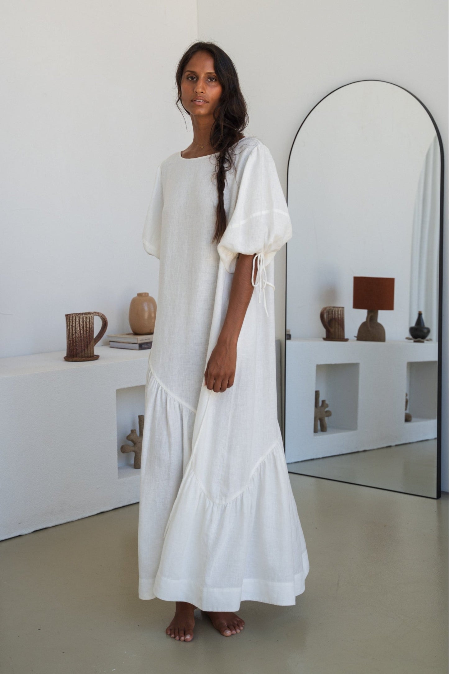 Charlotte Ivory Linen Dress