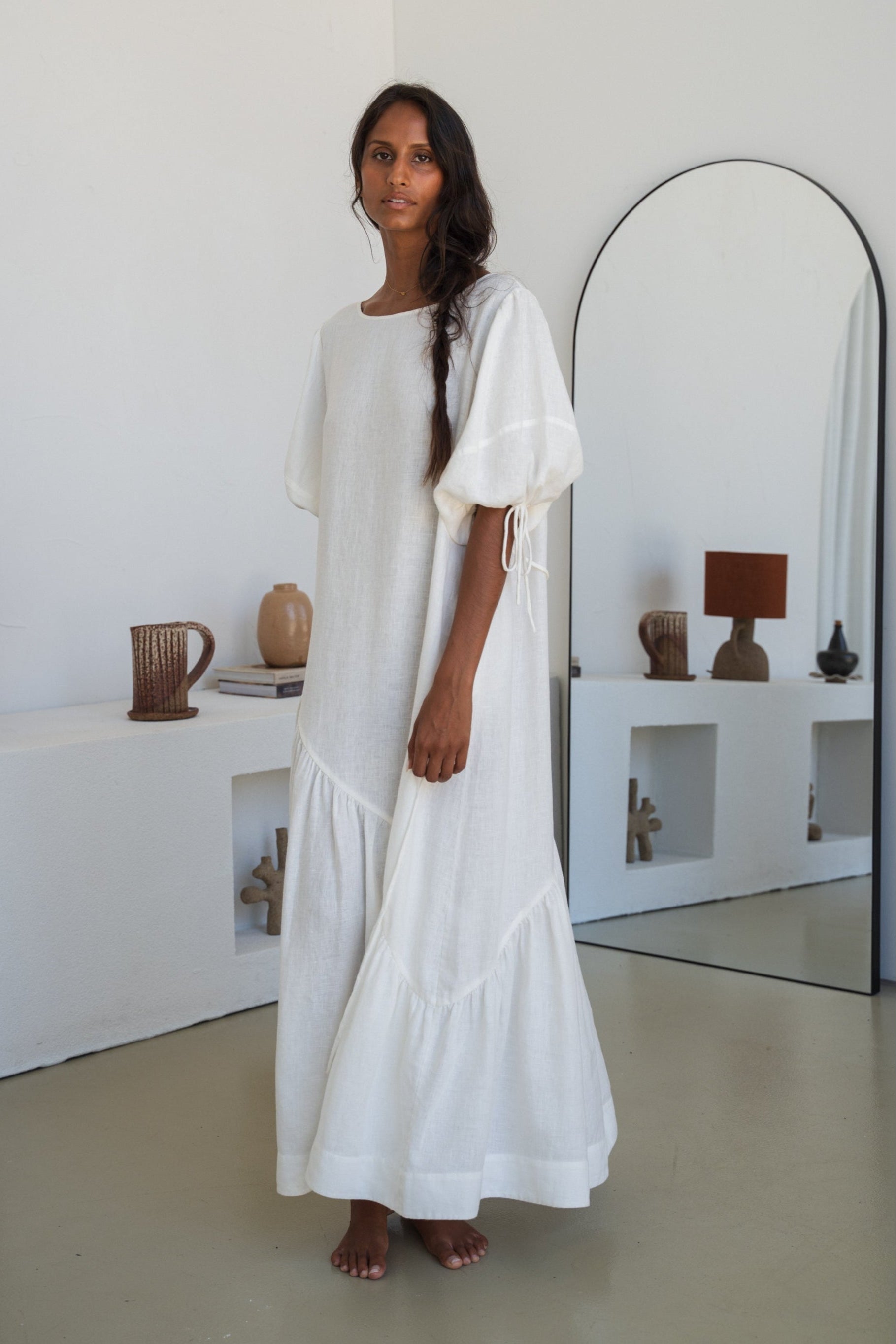 Charlotte Ivory Linen Dress