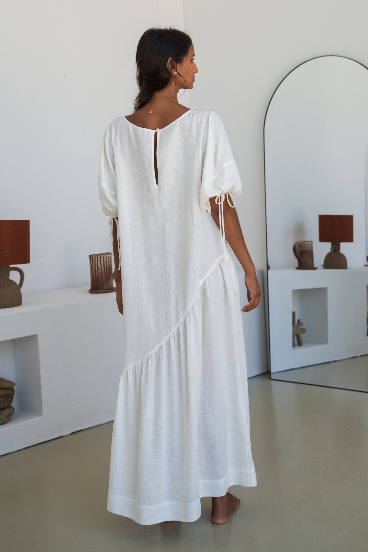 Charlotte Ivory Linen Dress