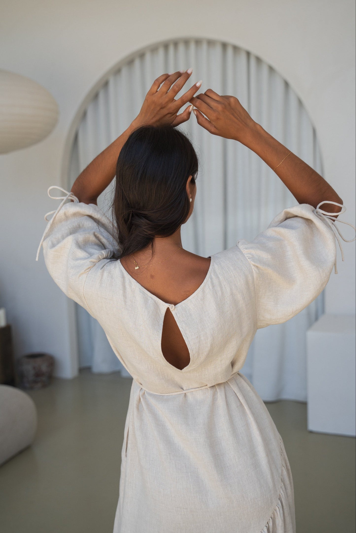 Charlotte Oatmeal Linen Dress