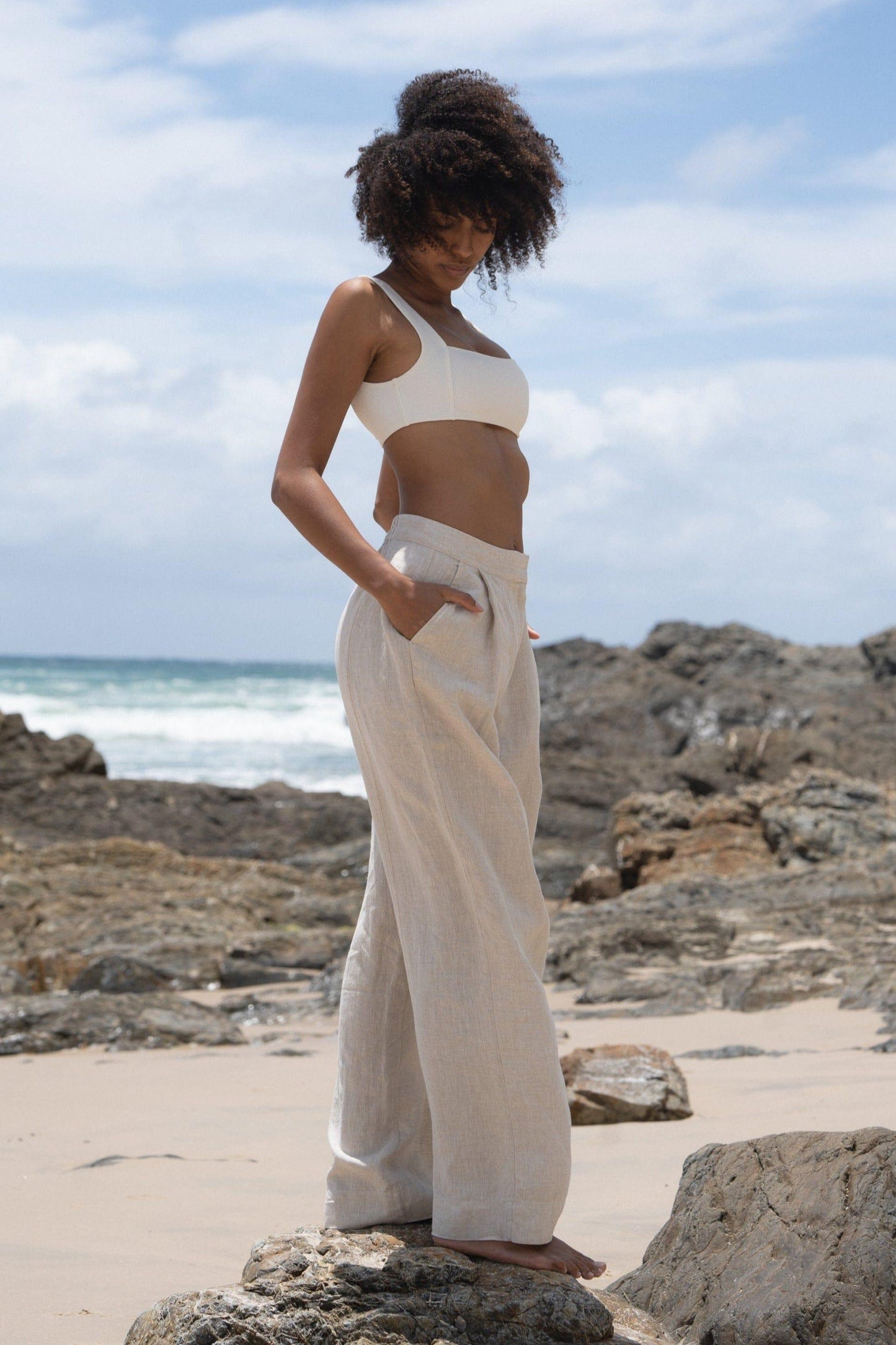 Oli Oatmeal Linen Pants