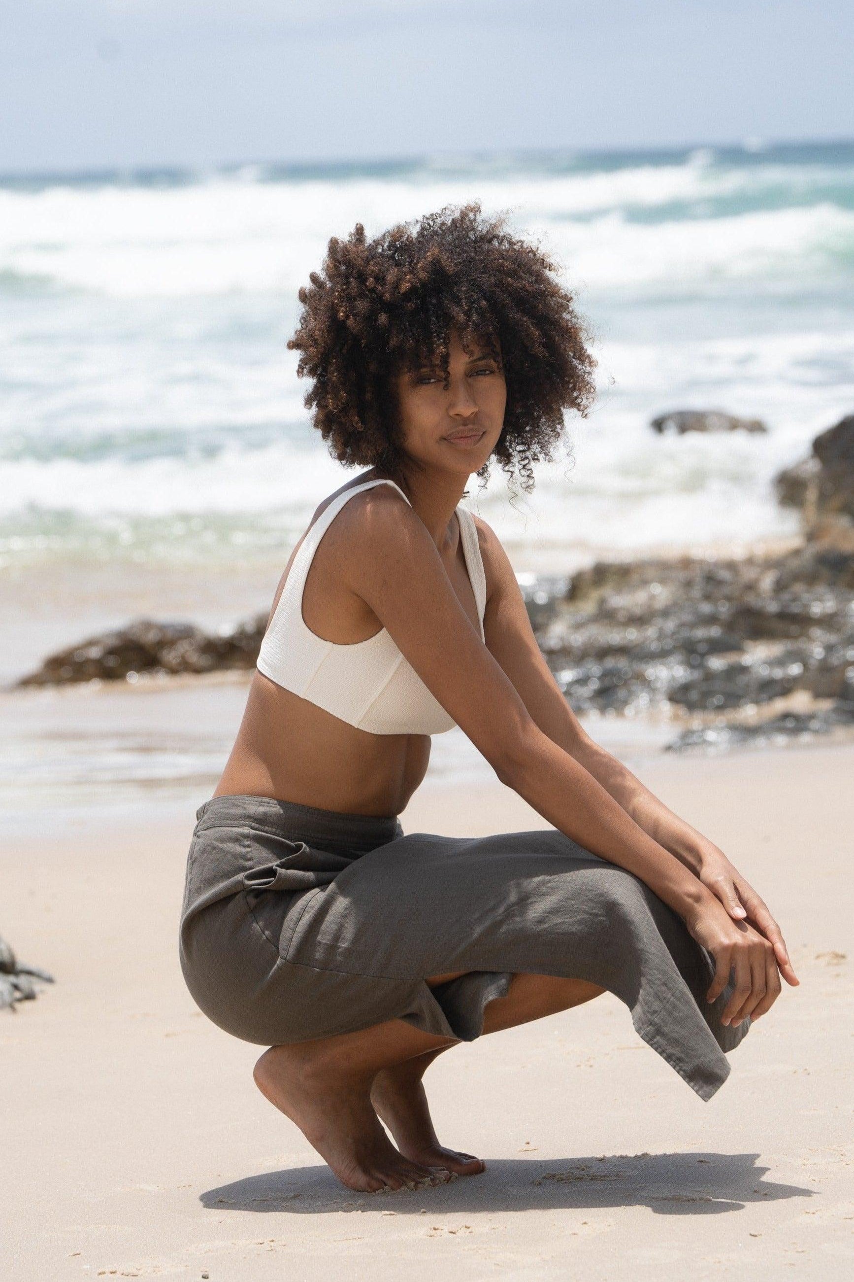 Nadi Khaki Linen Skirt