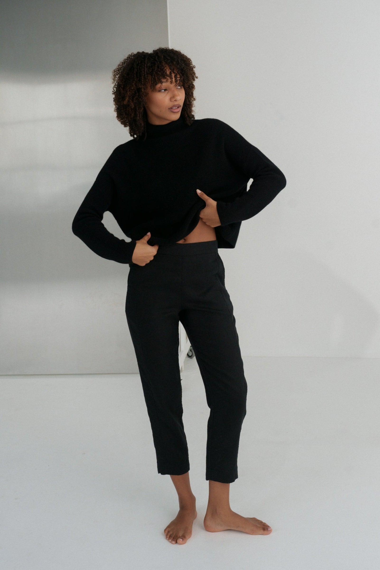 Emer Black Linen Pants