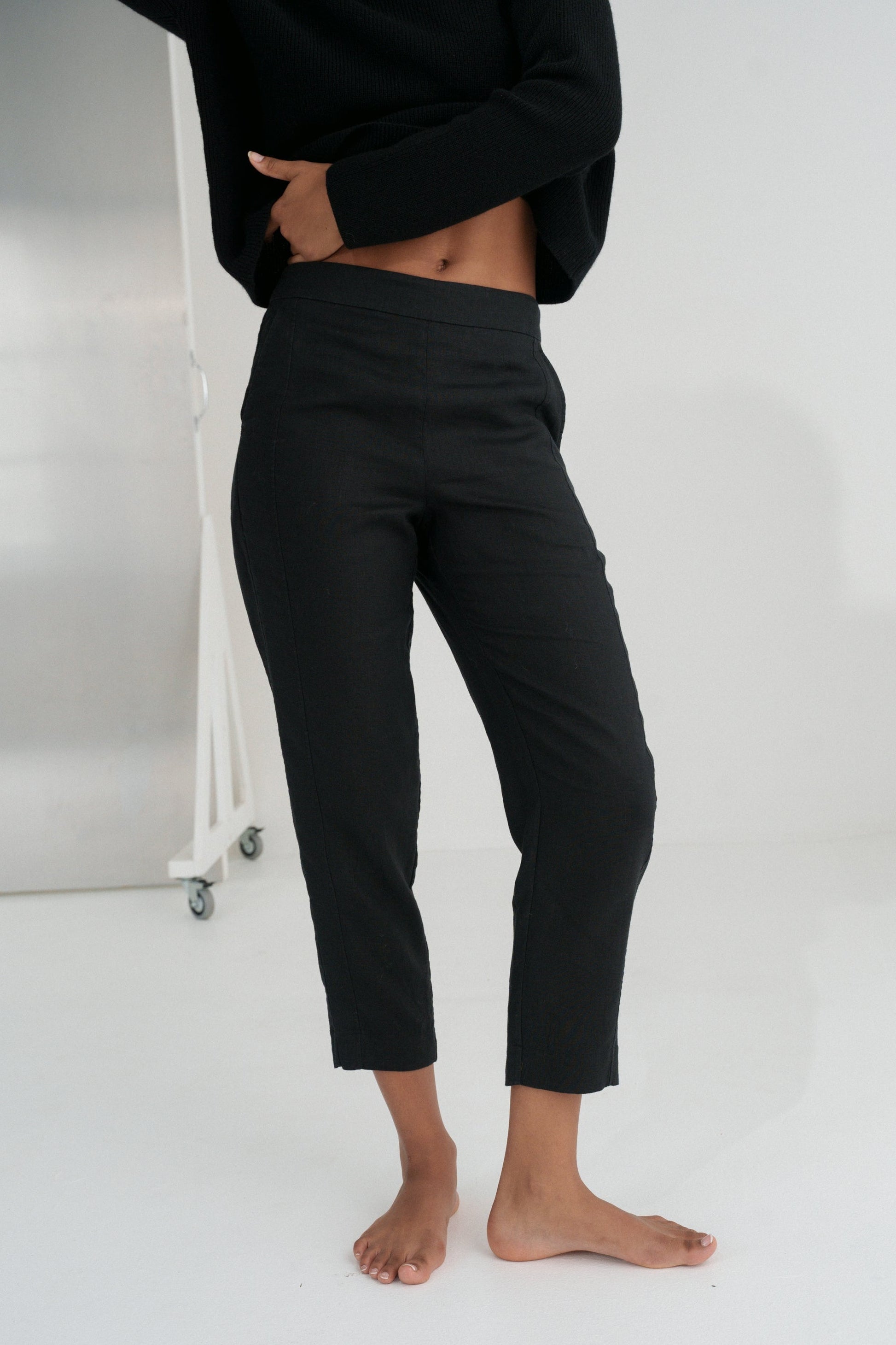 Emer Black Linen Pants