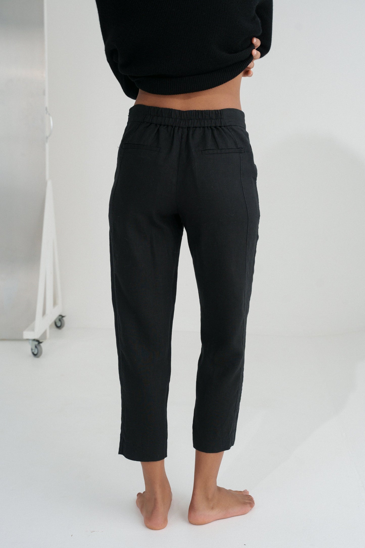 Emer Black Linen Pants