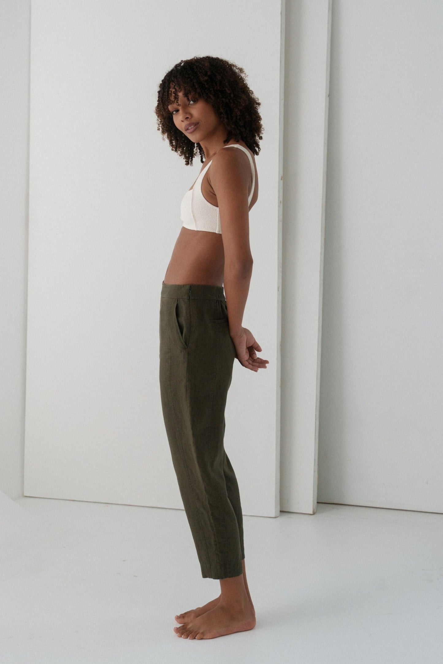 Emer Khaki Linen Pants