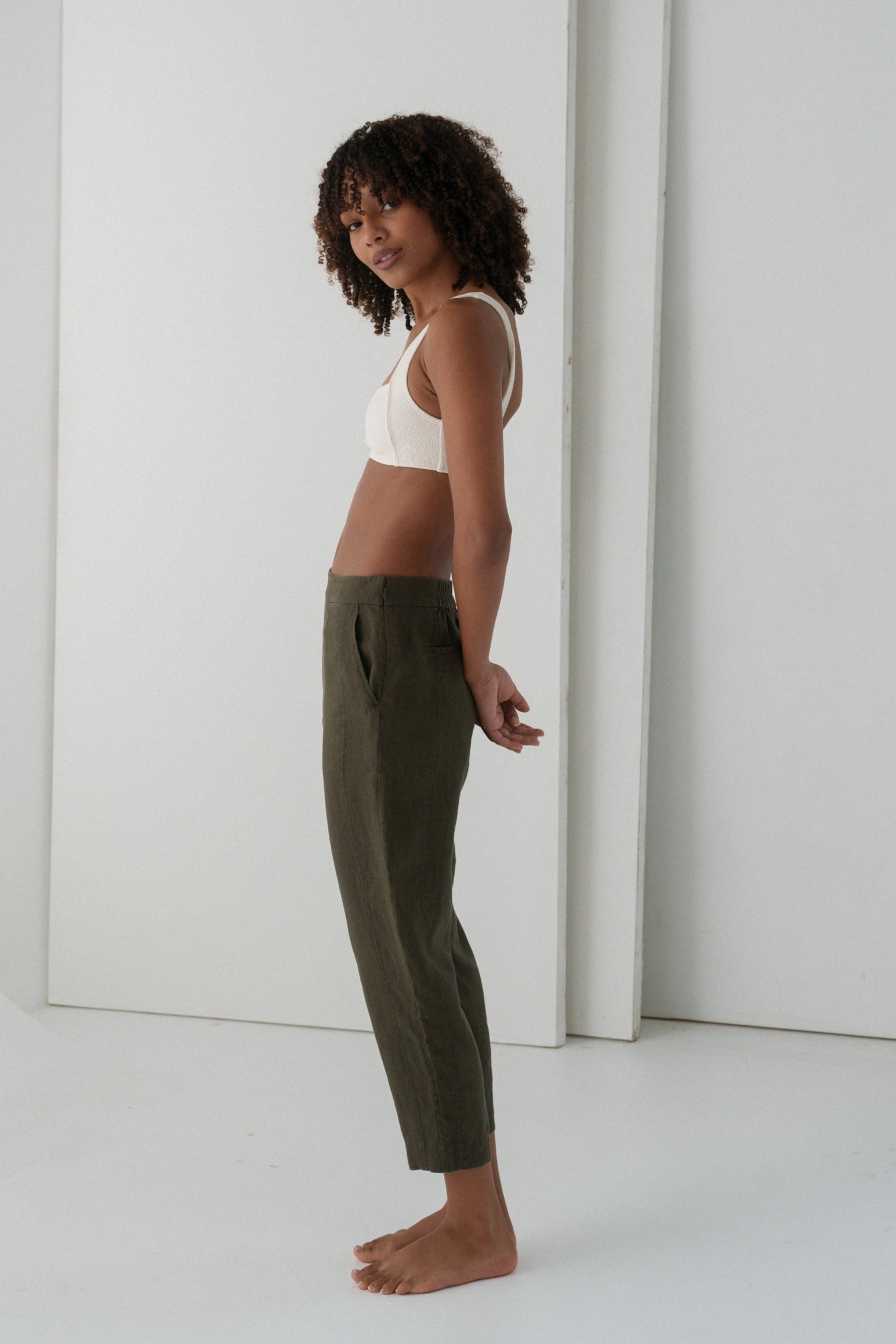 Emer Khaki Linen Pants