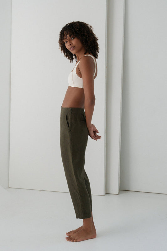 Emer Khaki Linen Pants
