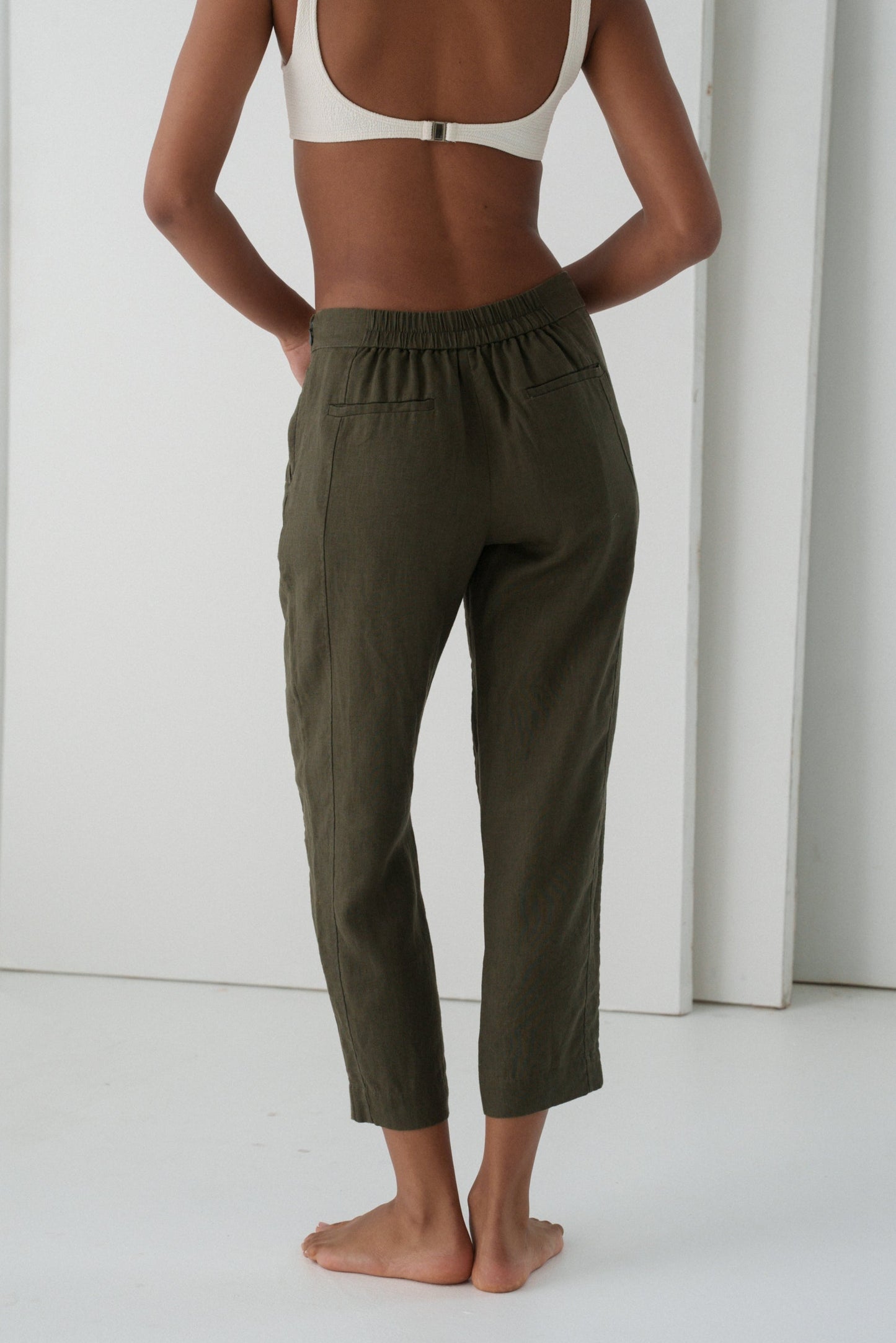 Emer Khaki Linen Pants
