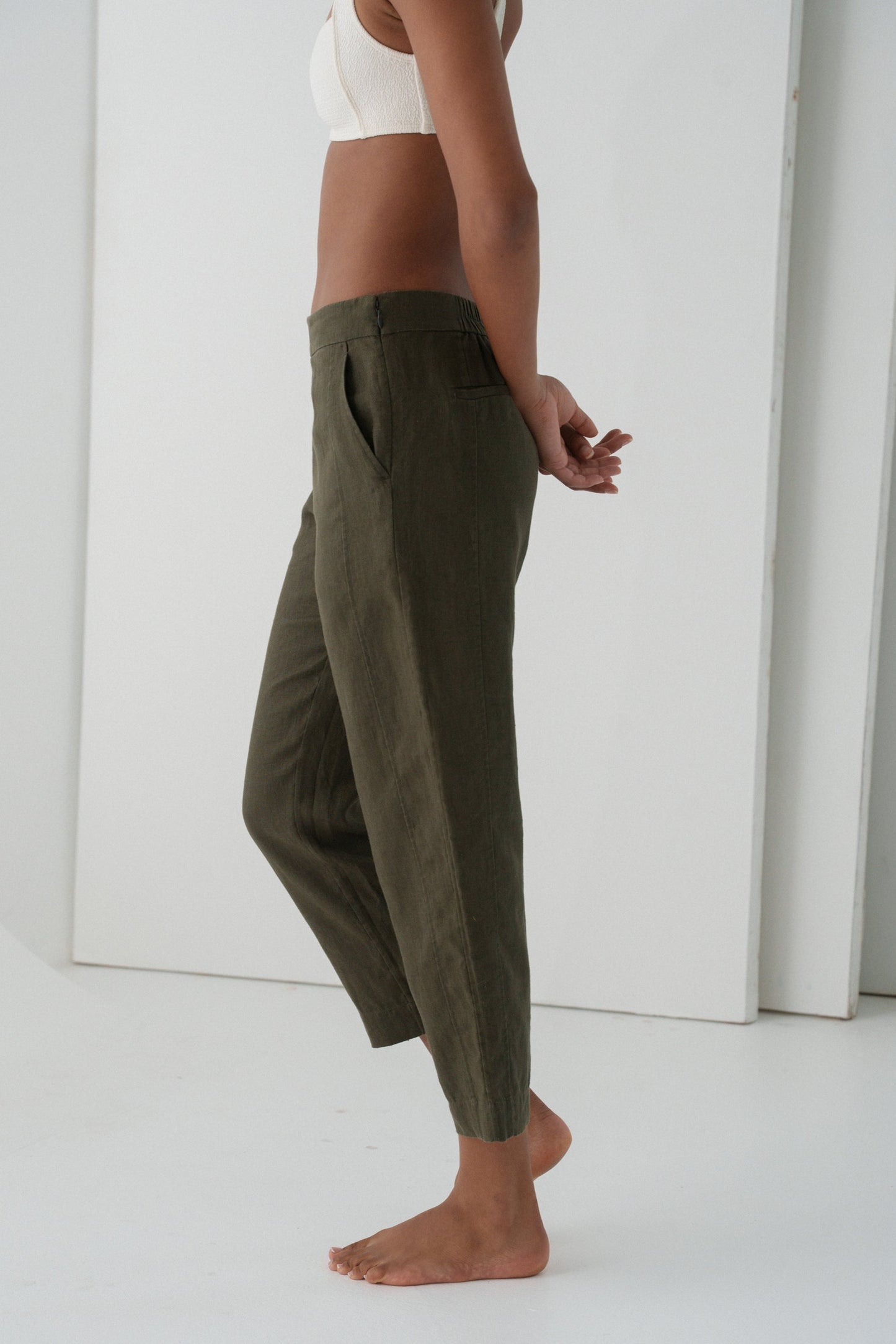 Emer Khaki Linen Pants