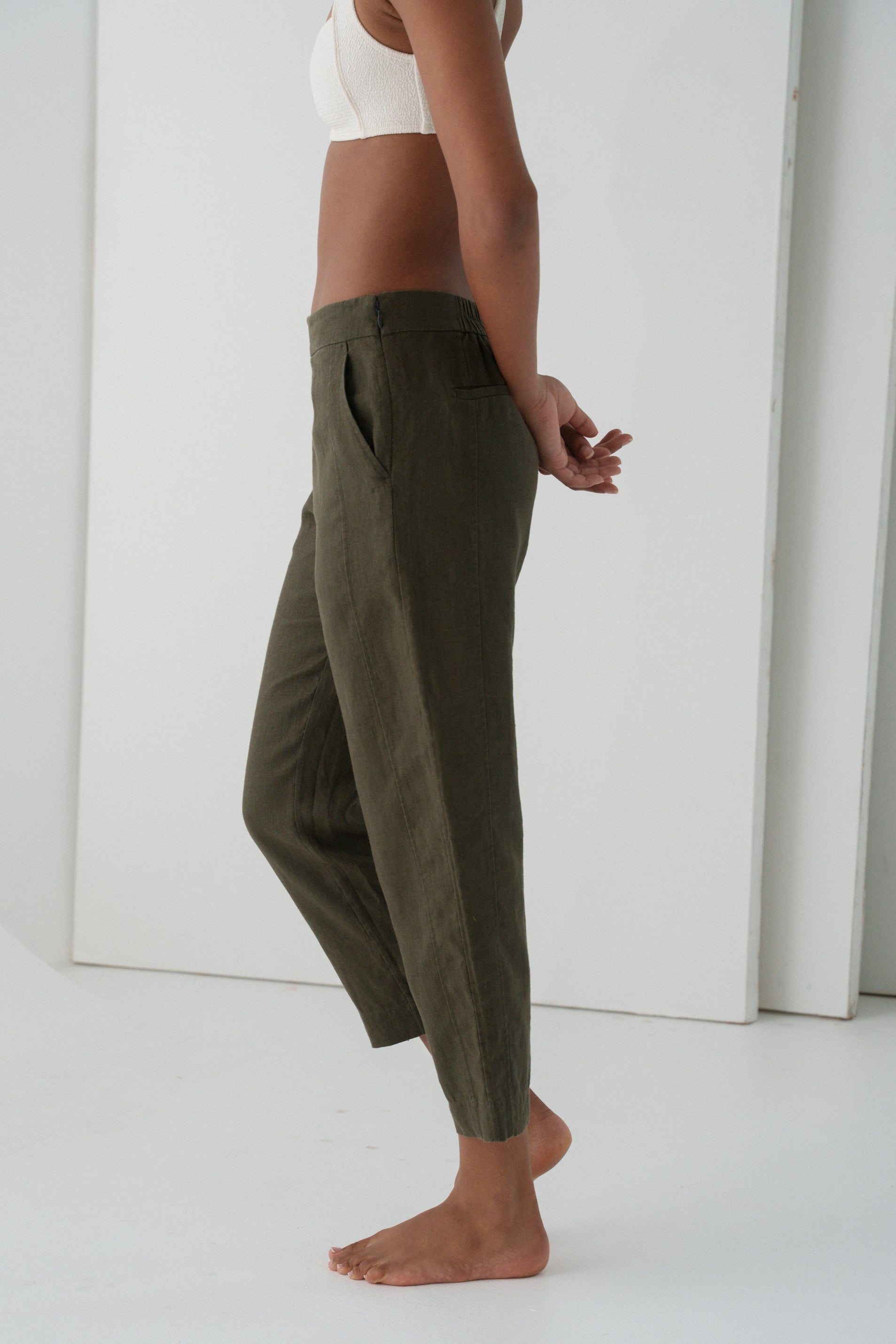 Emer Khaki Linen Pants