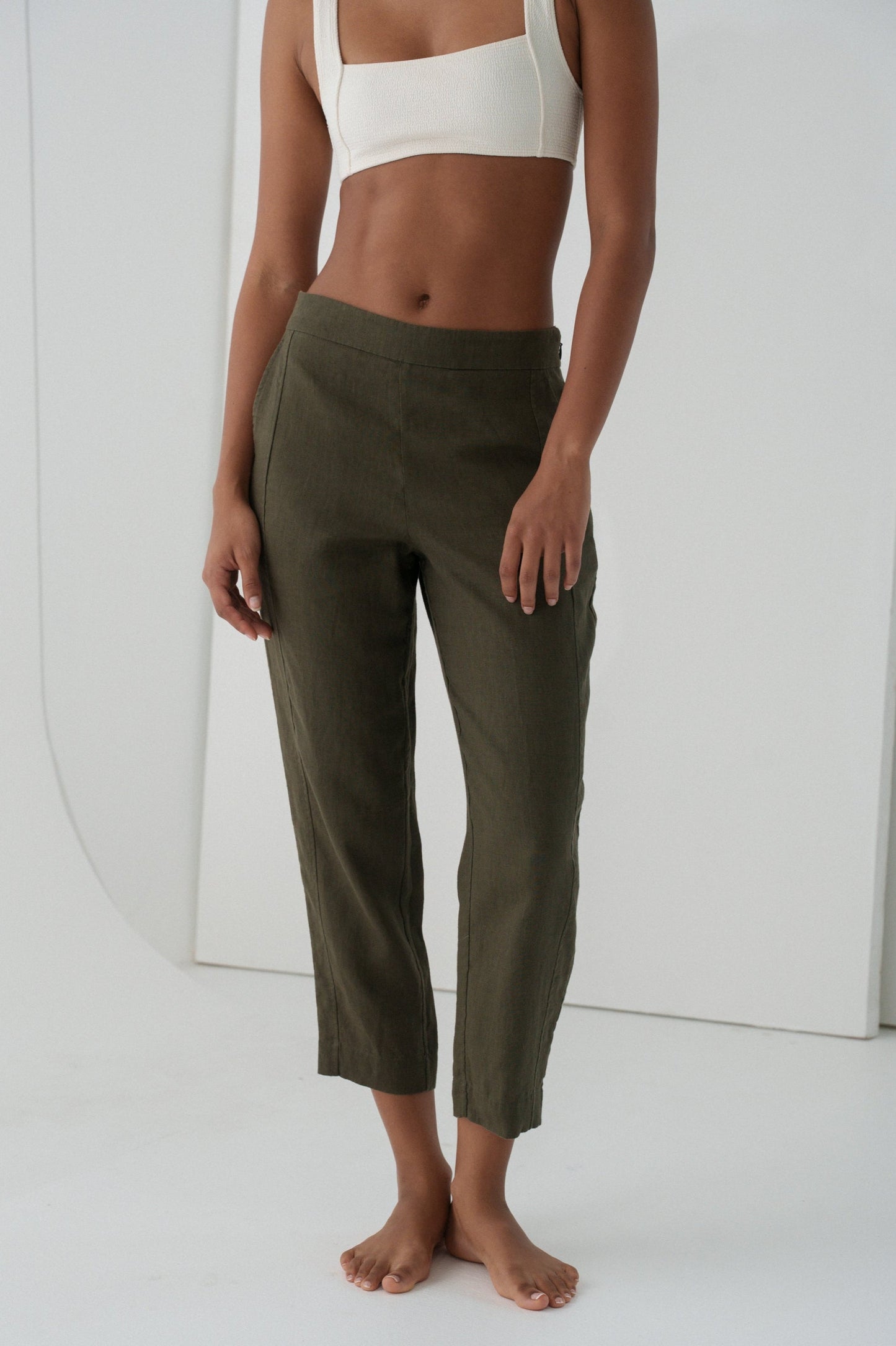 Emer Khaki Linen Pants