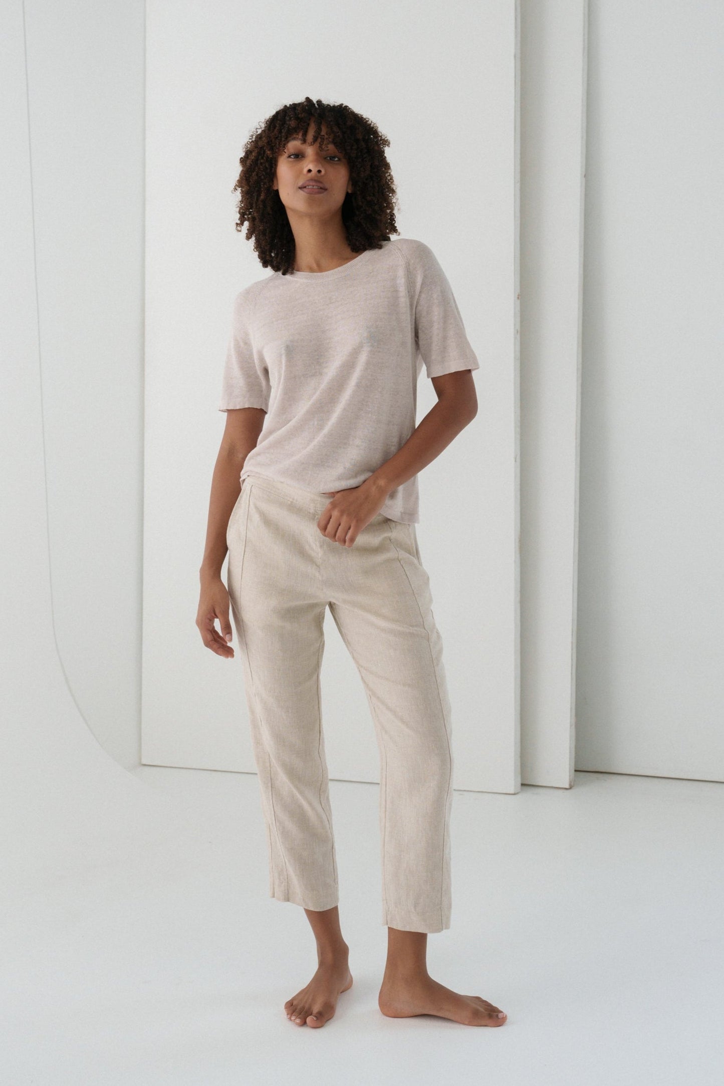 Emer Oatmeal Linen Pants