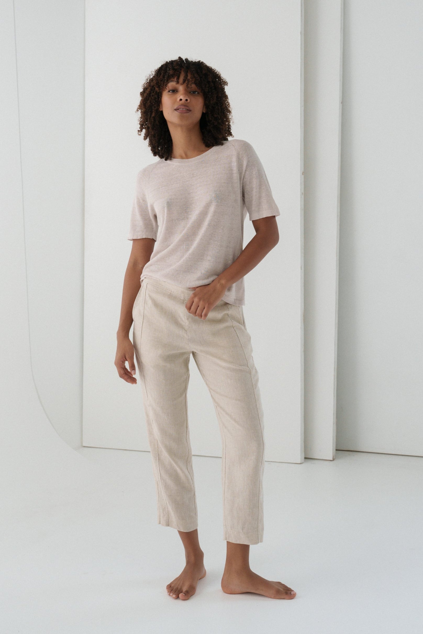 Emer Oatmeal Linen Pants