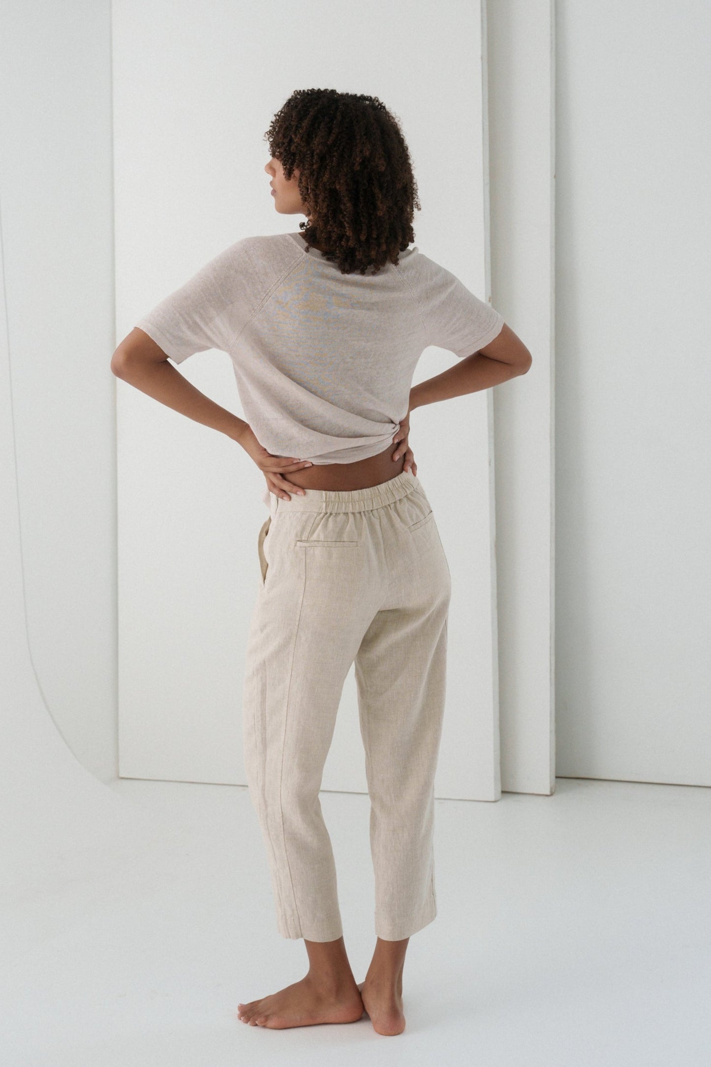 Emer Oatmeal Linen Pants