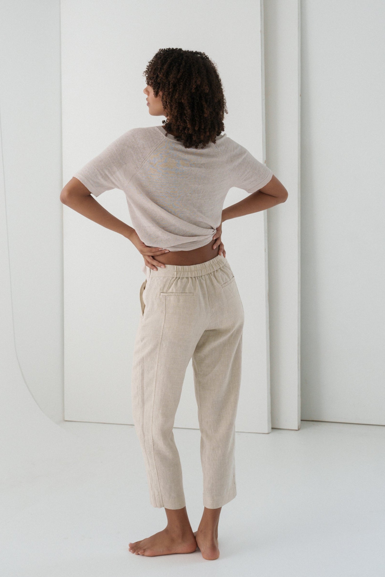 Emer Oatmeal Linen Pants