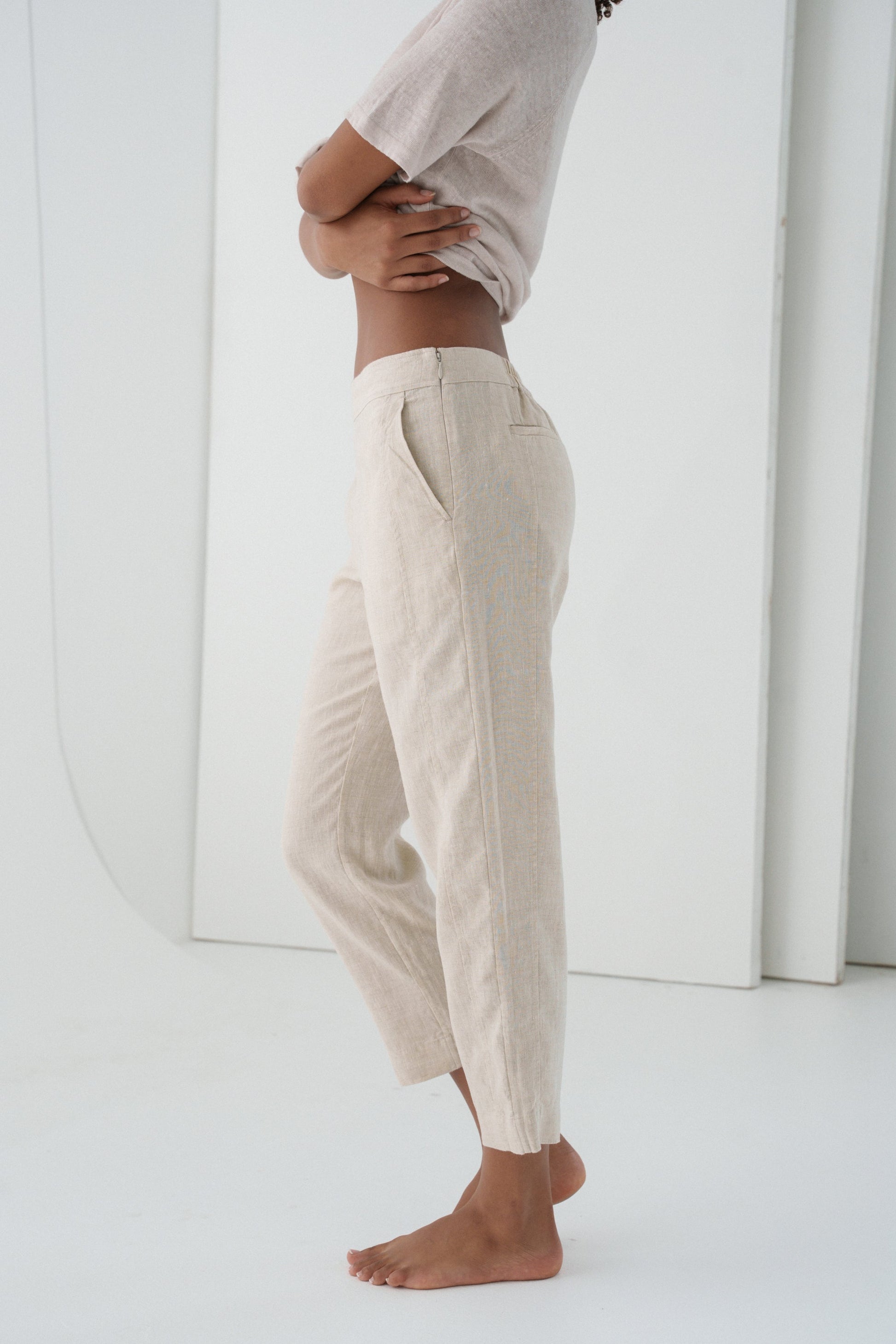 Emer Oatmeal Linen Pants