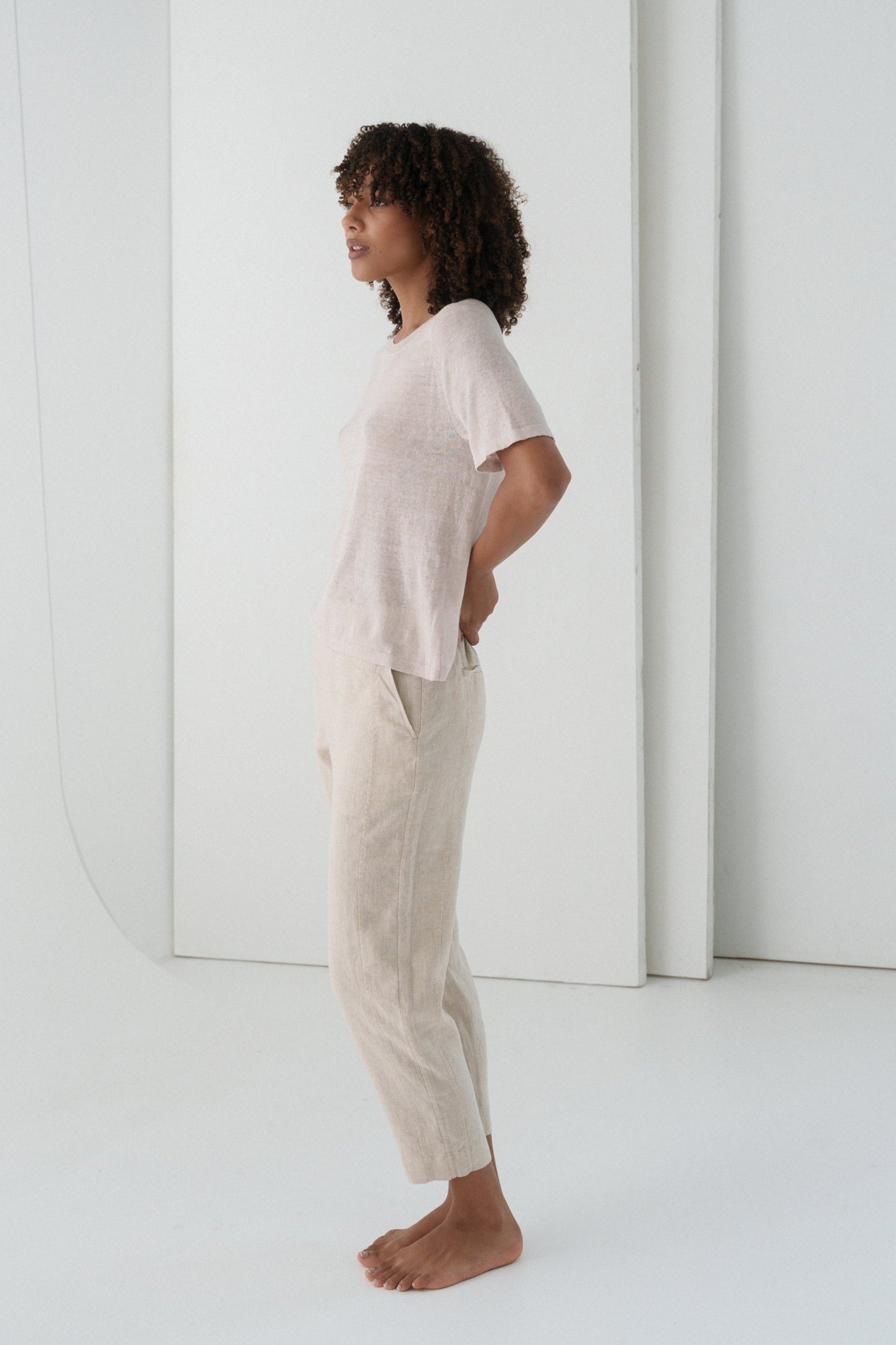 Emer Oatmeal Linen Pants