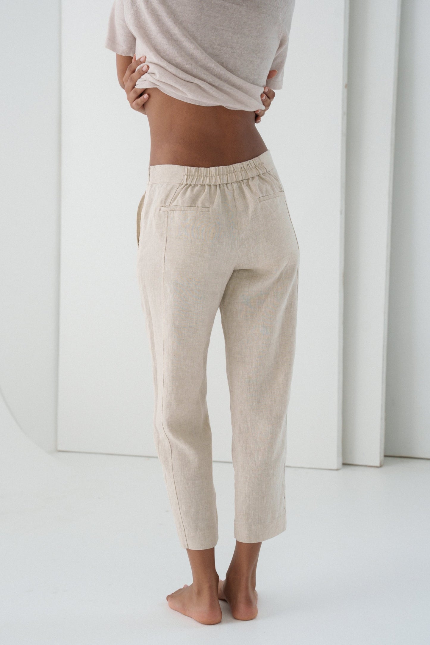 Emer Oatmeal Linen Pants