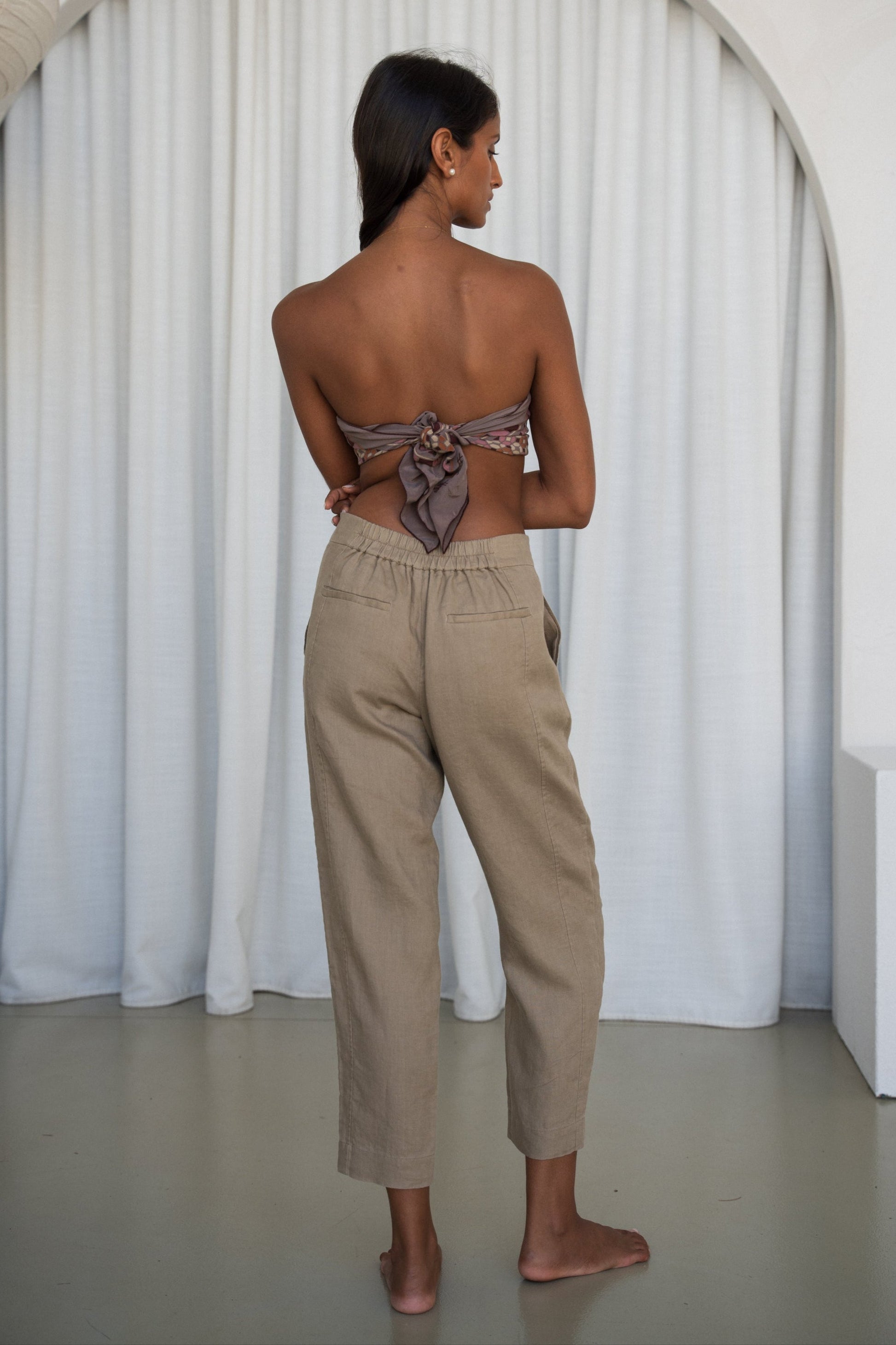 Emer Taupe Linen Pants