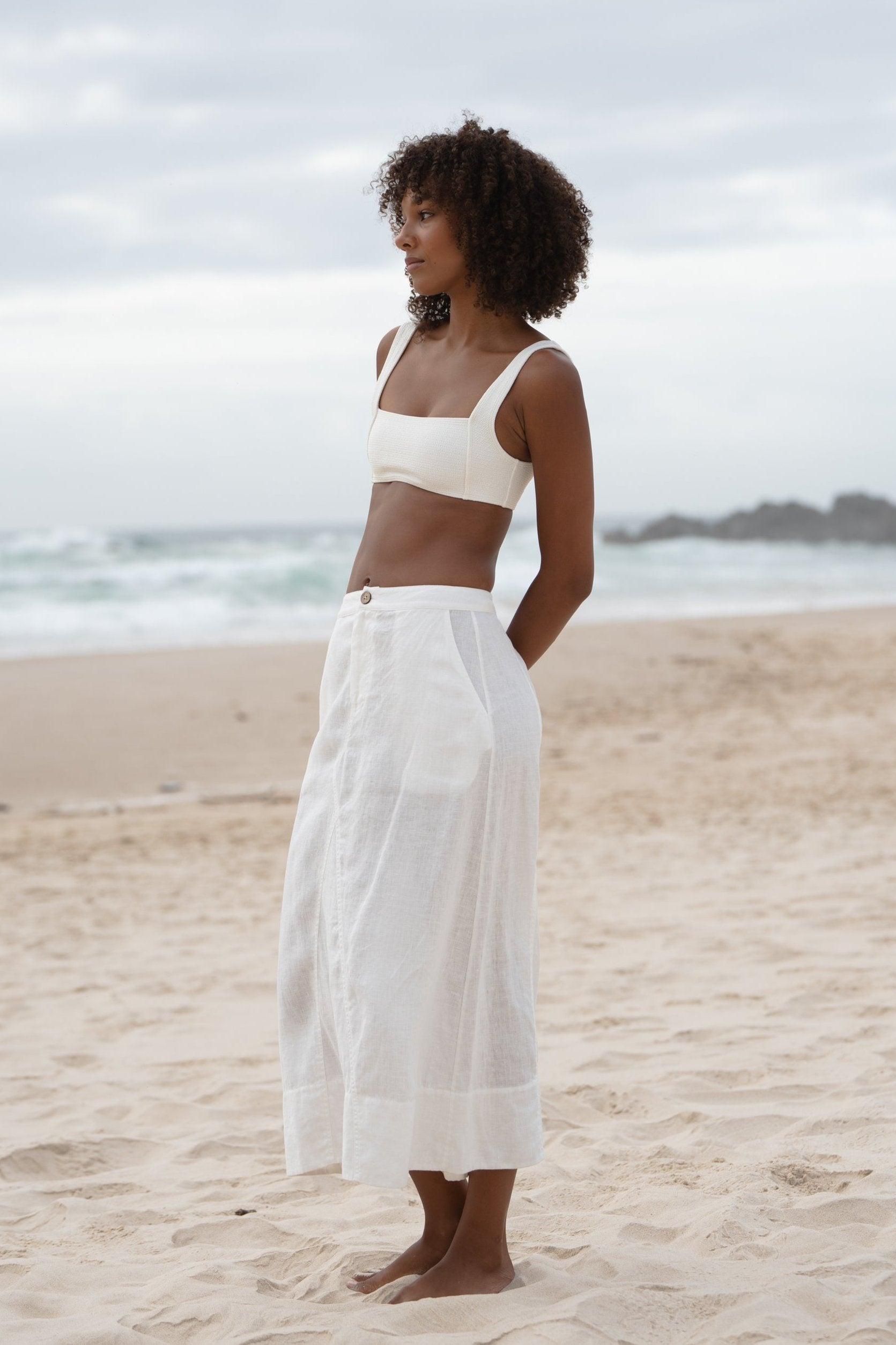 Gia Ivory Linen Skirt