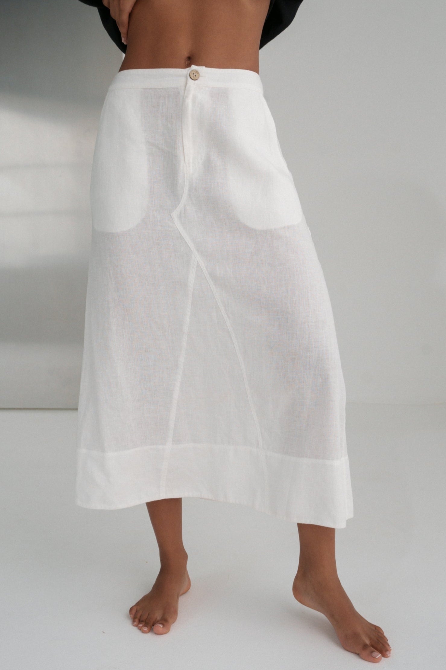 Gia Ivory Linen Skirt