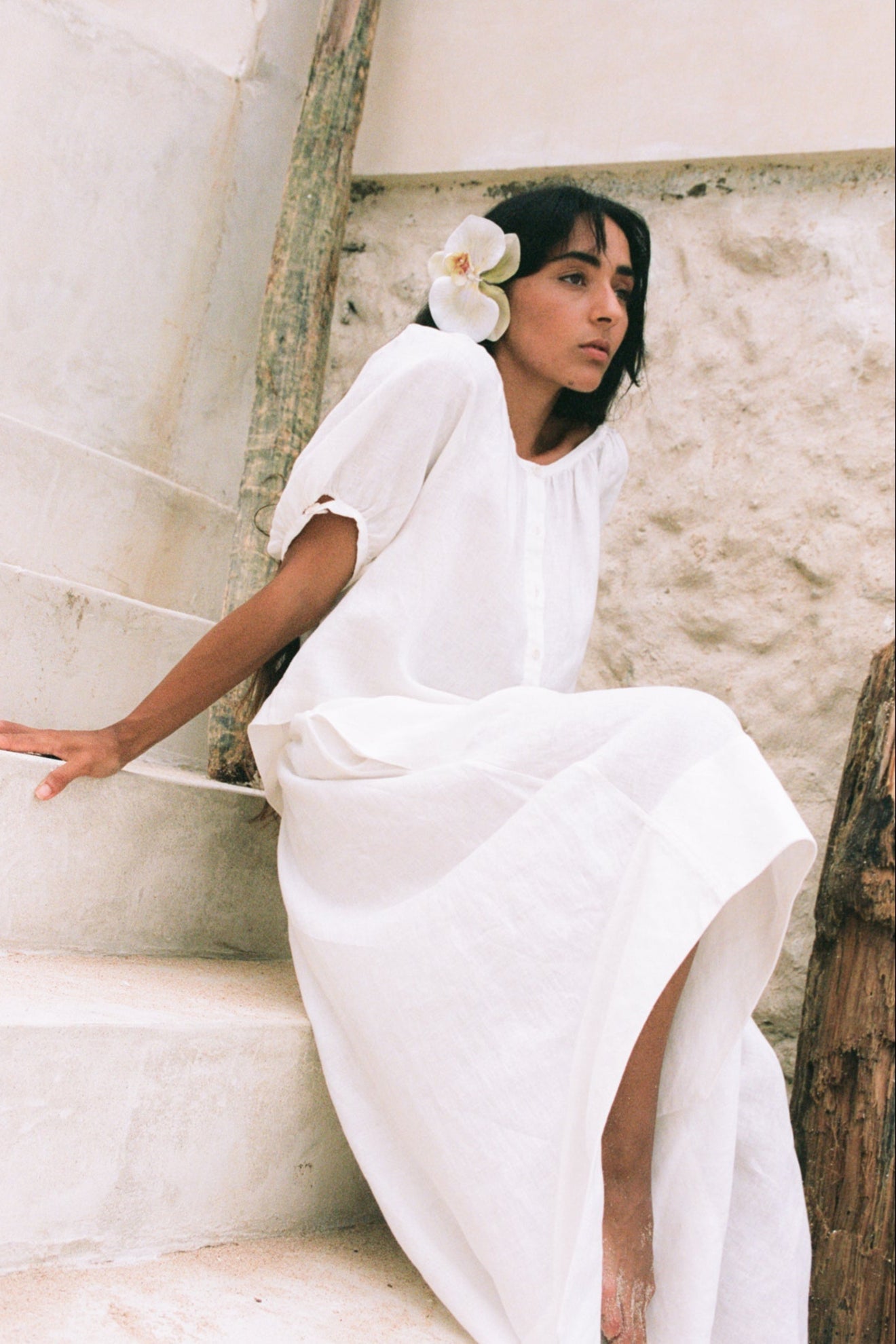 Hannah Ivory Linen Skirt