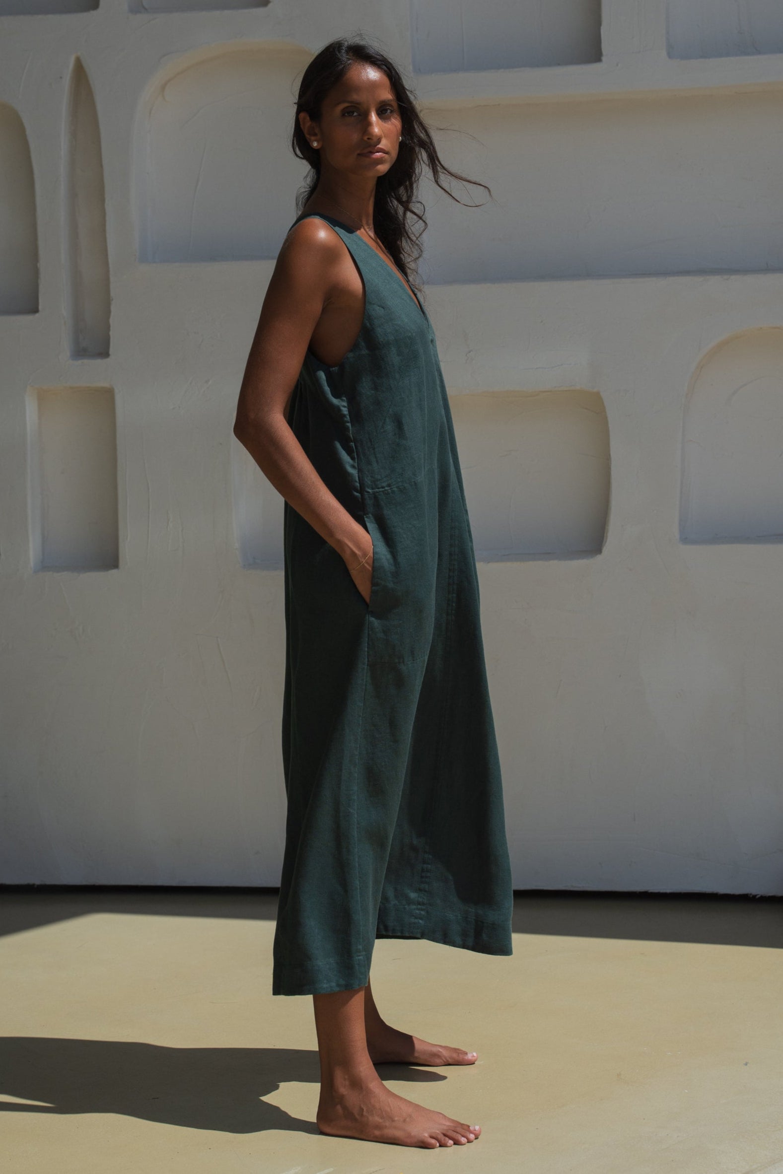 Iris Forest Linen Dress