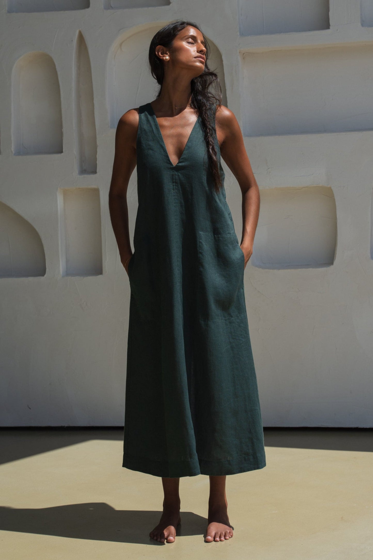 Iris Forest Linen Dress