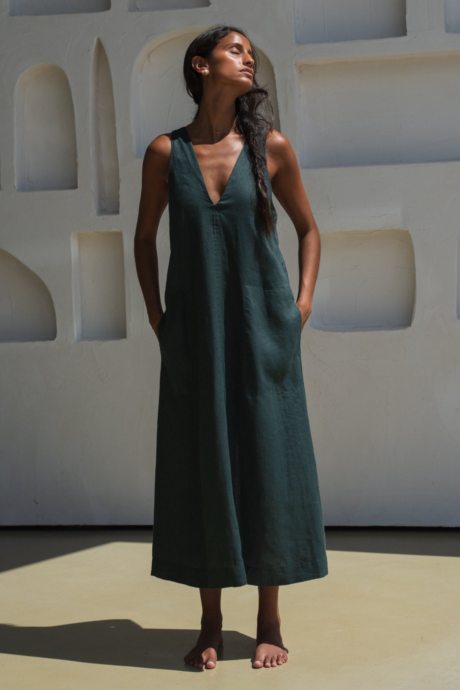 Iris Forest Linen Dress