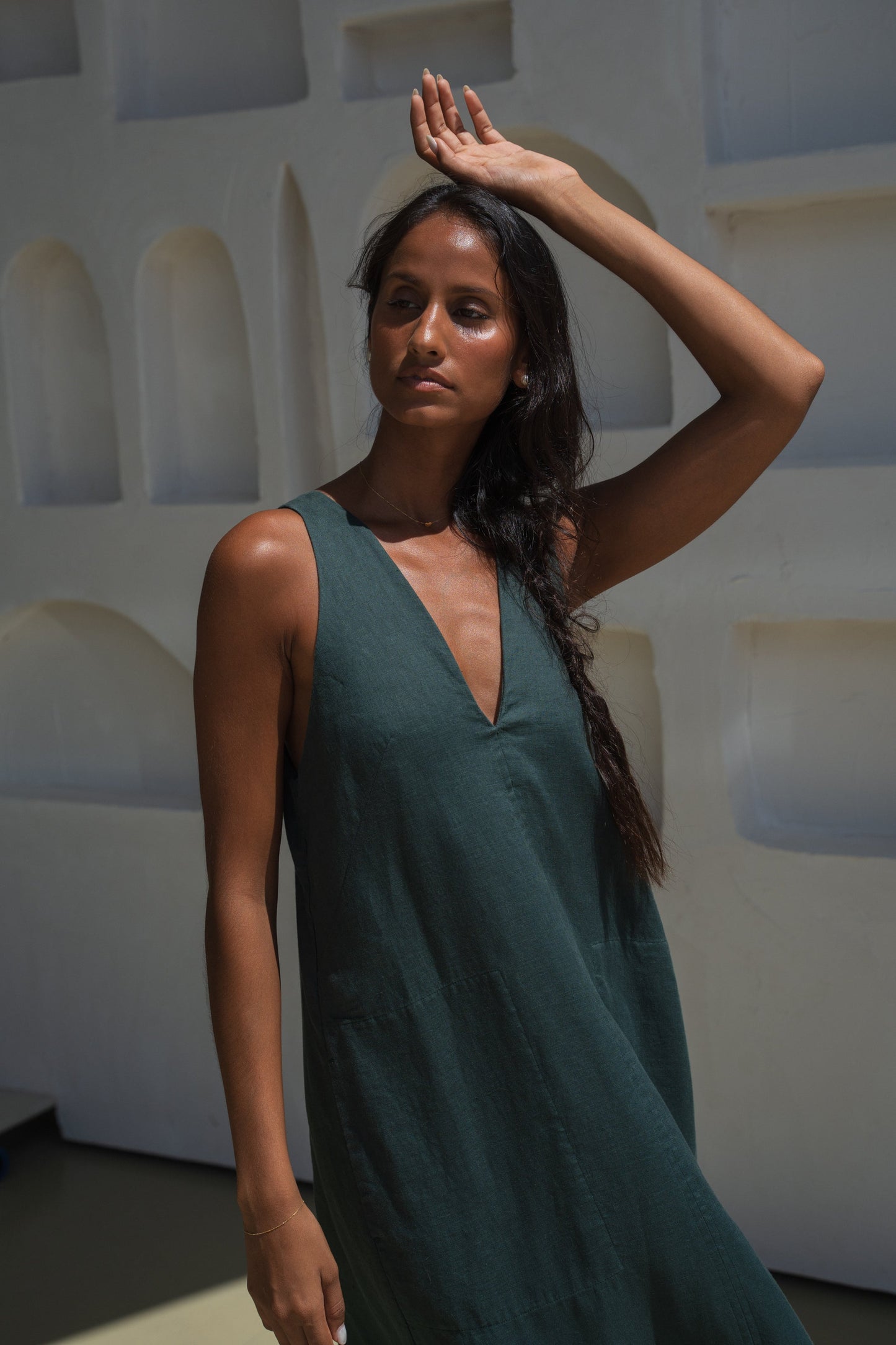 Iris Forest Linen Dress