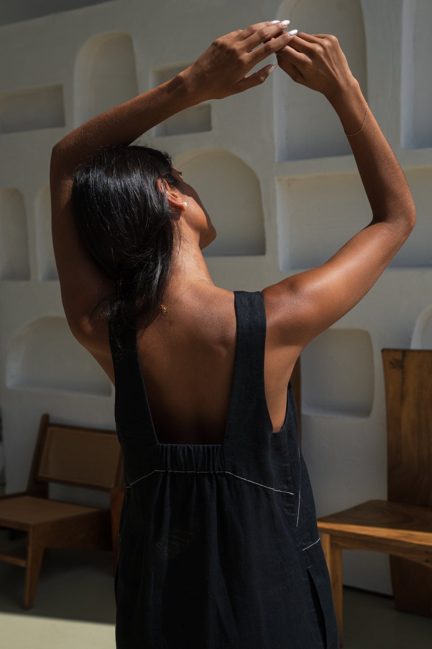 Isla Black Linen Dress